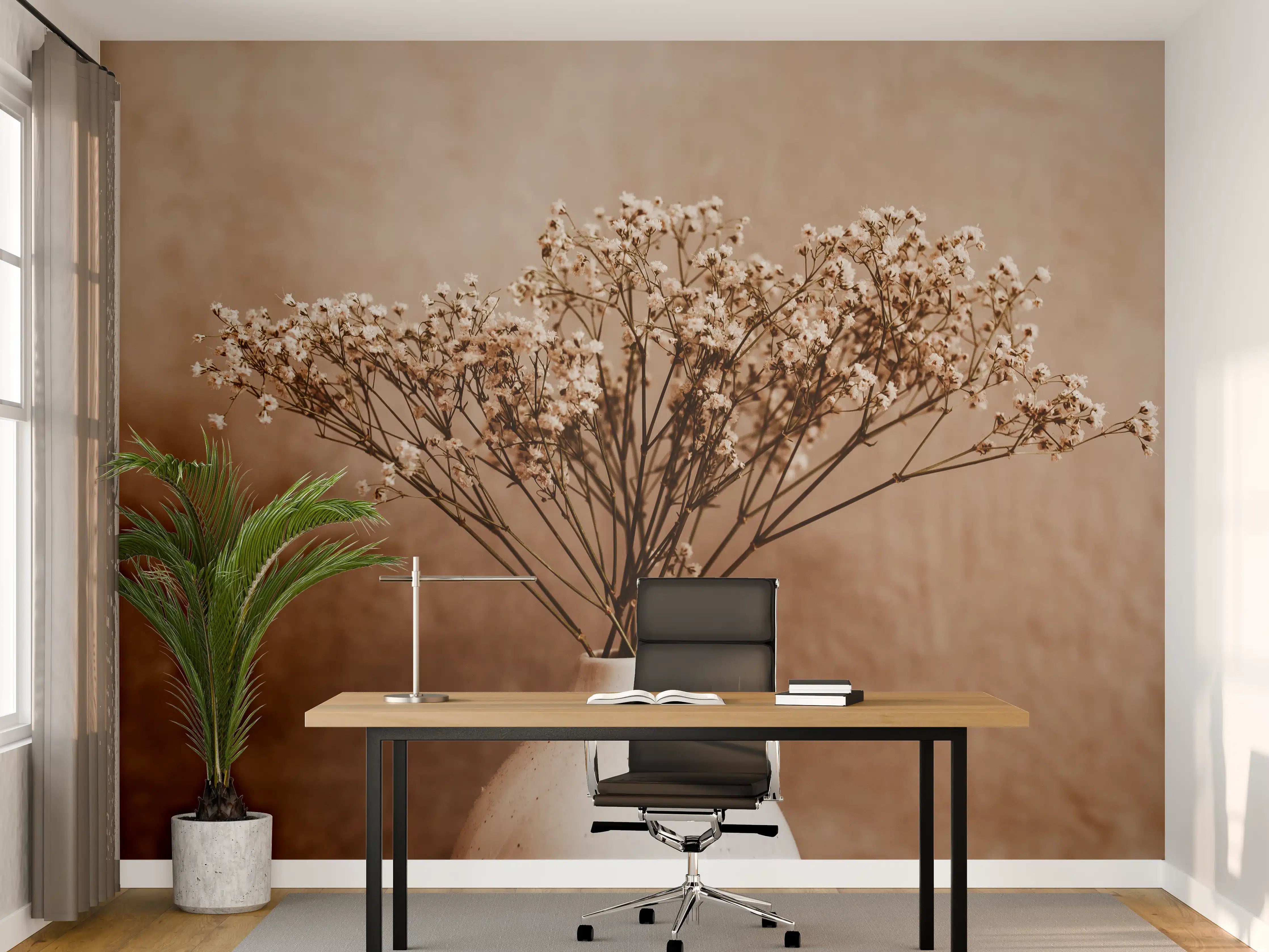 Büro Wandgestaltung - Weiße wilde getrocknete Blumen