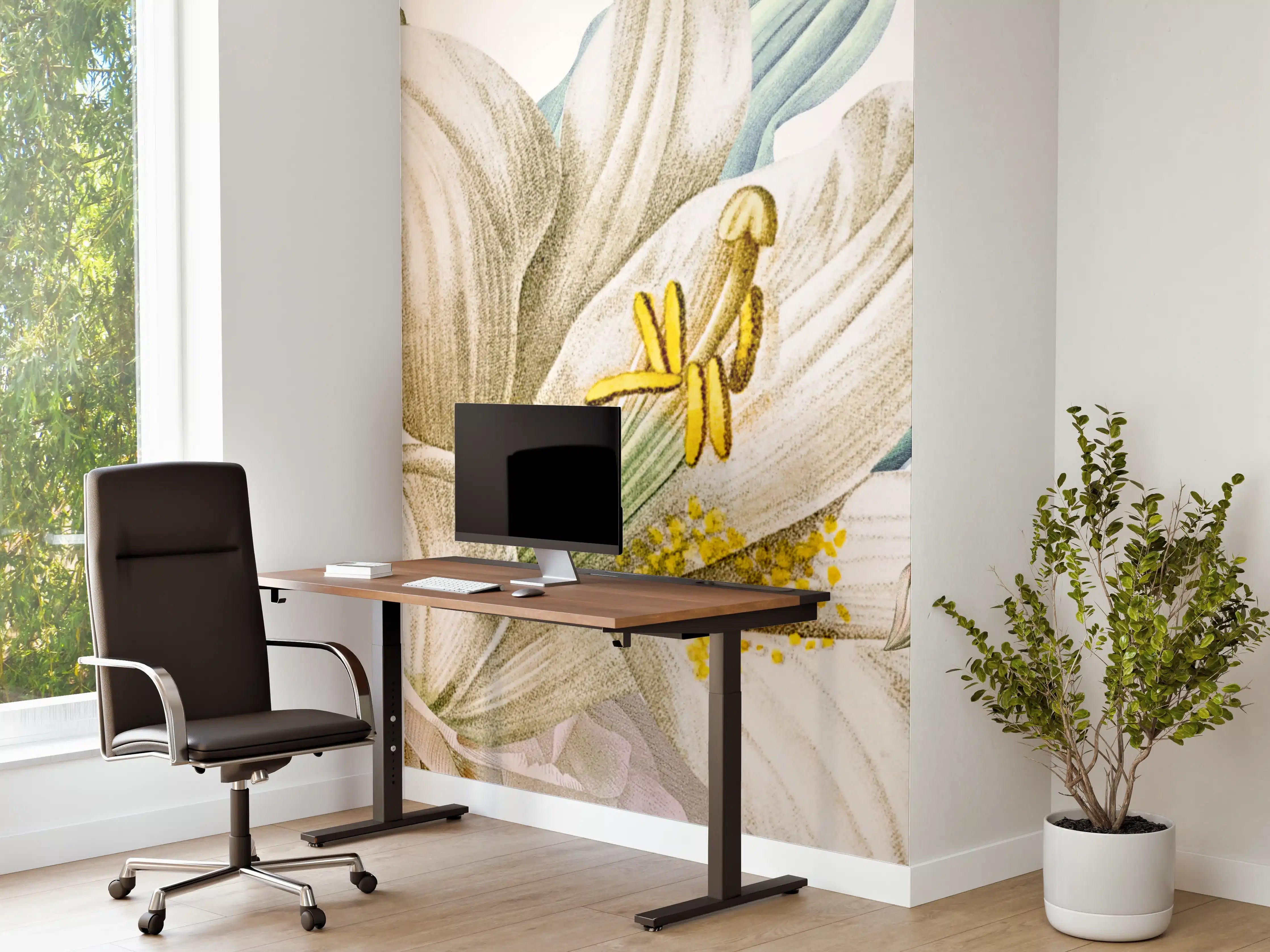 Büro Wandgestaltung - Weißen und cremefarbenen Rosen