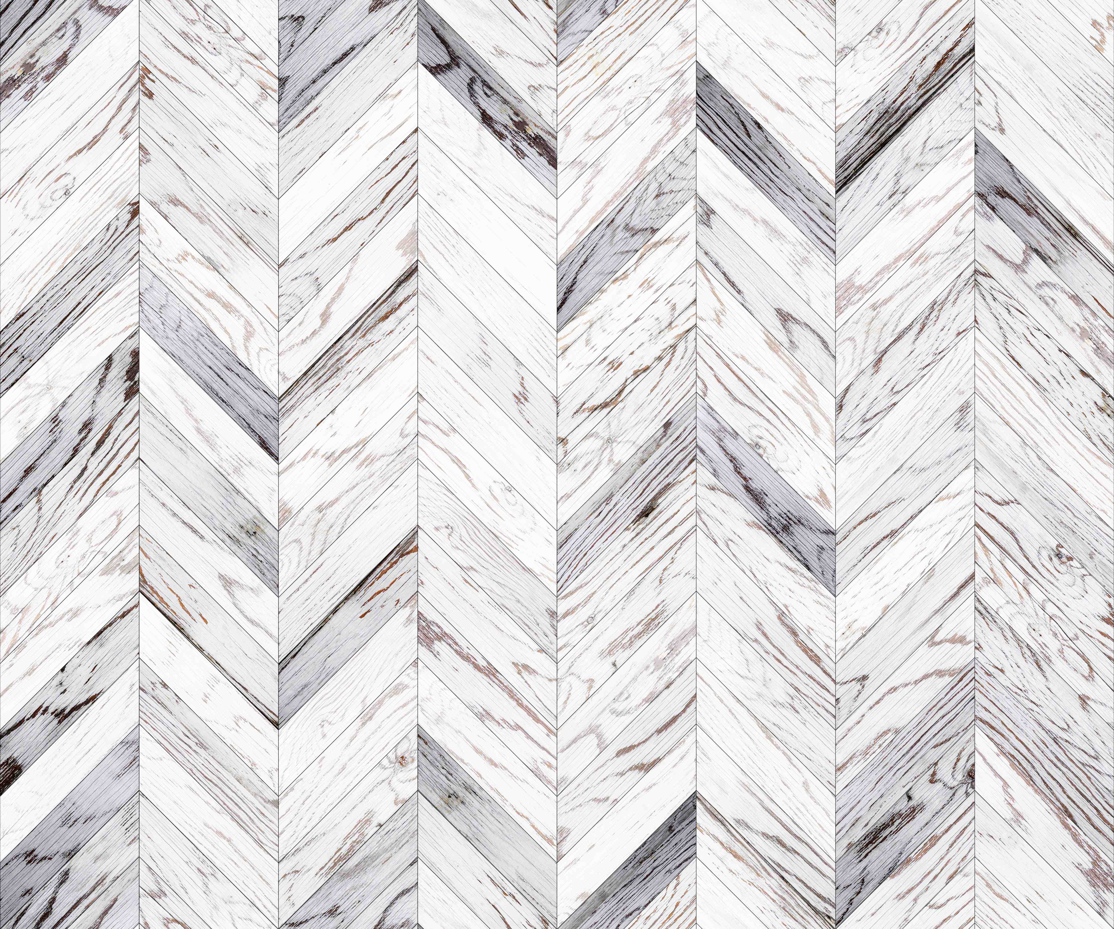 Büro Wandgestaltung-Weißer Chevron - Holzoptik