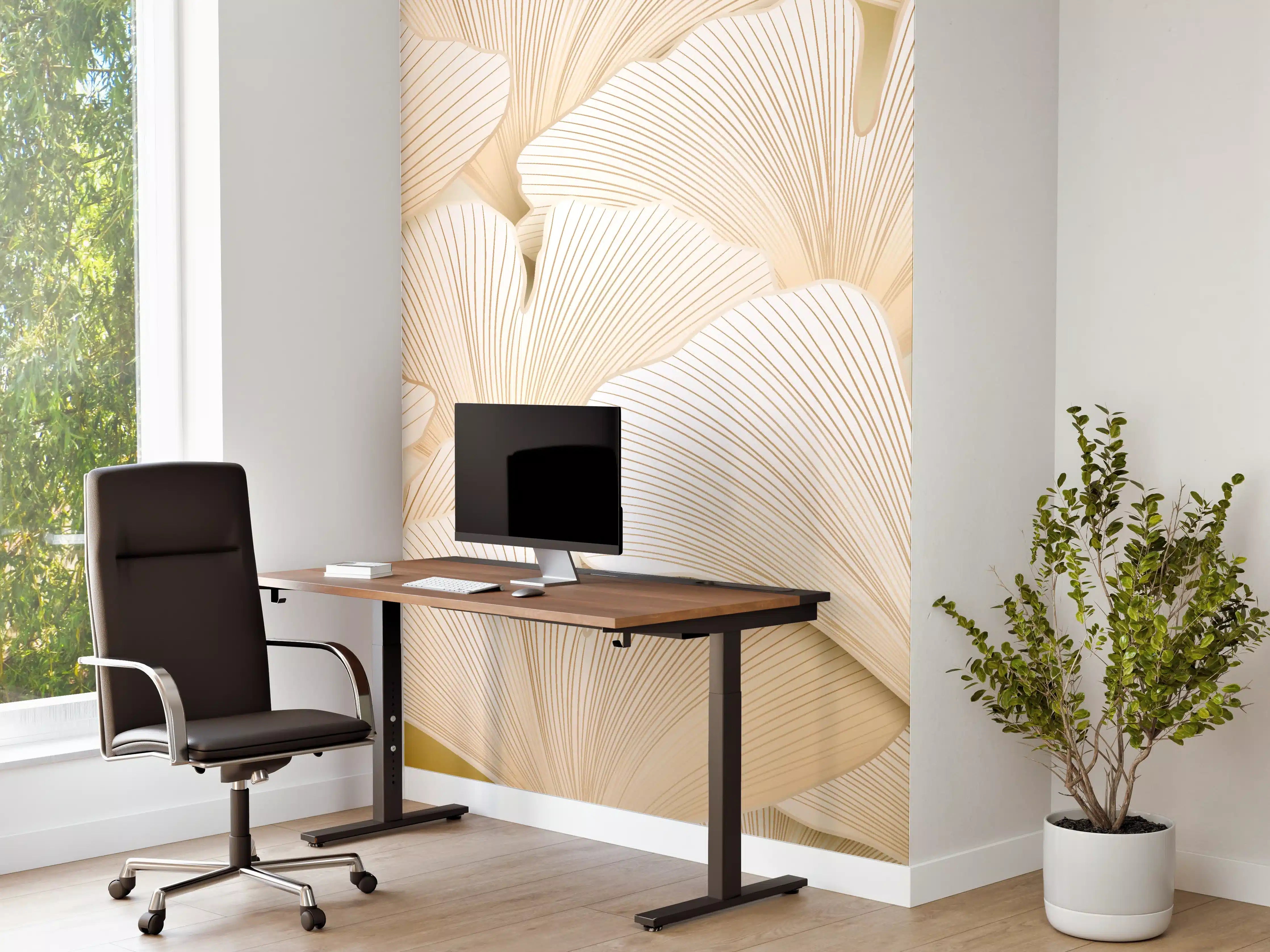 Büro Wandgestaltung - Weißer Ginkgo-Stil Dekor