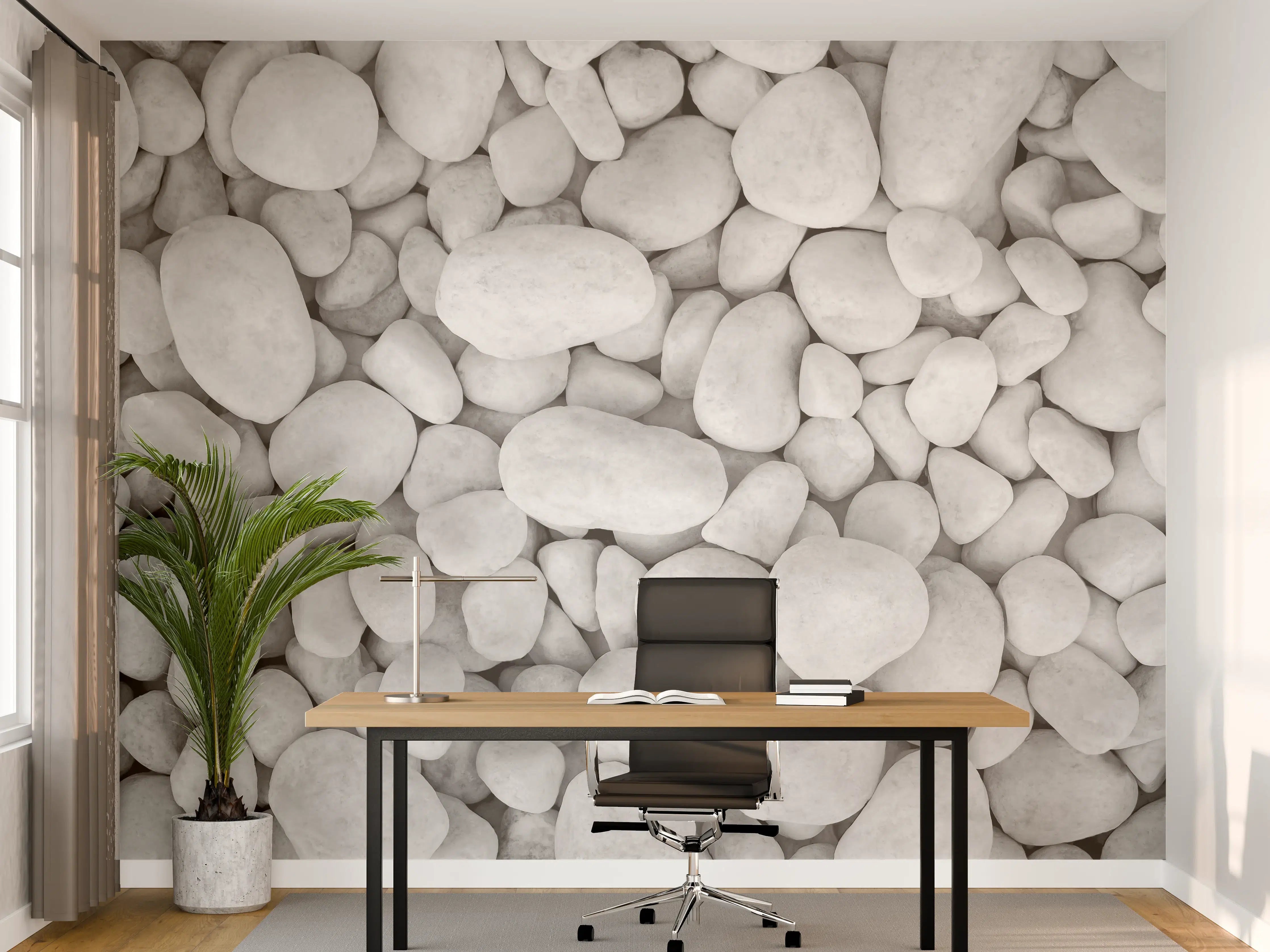 Büro Wandgestaltung - Weißer Kieselstein