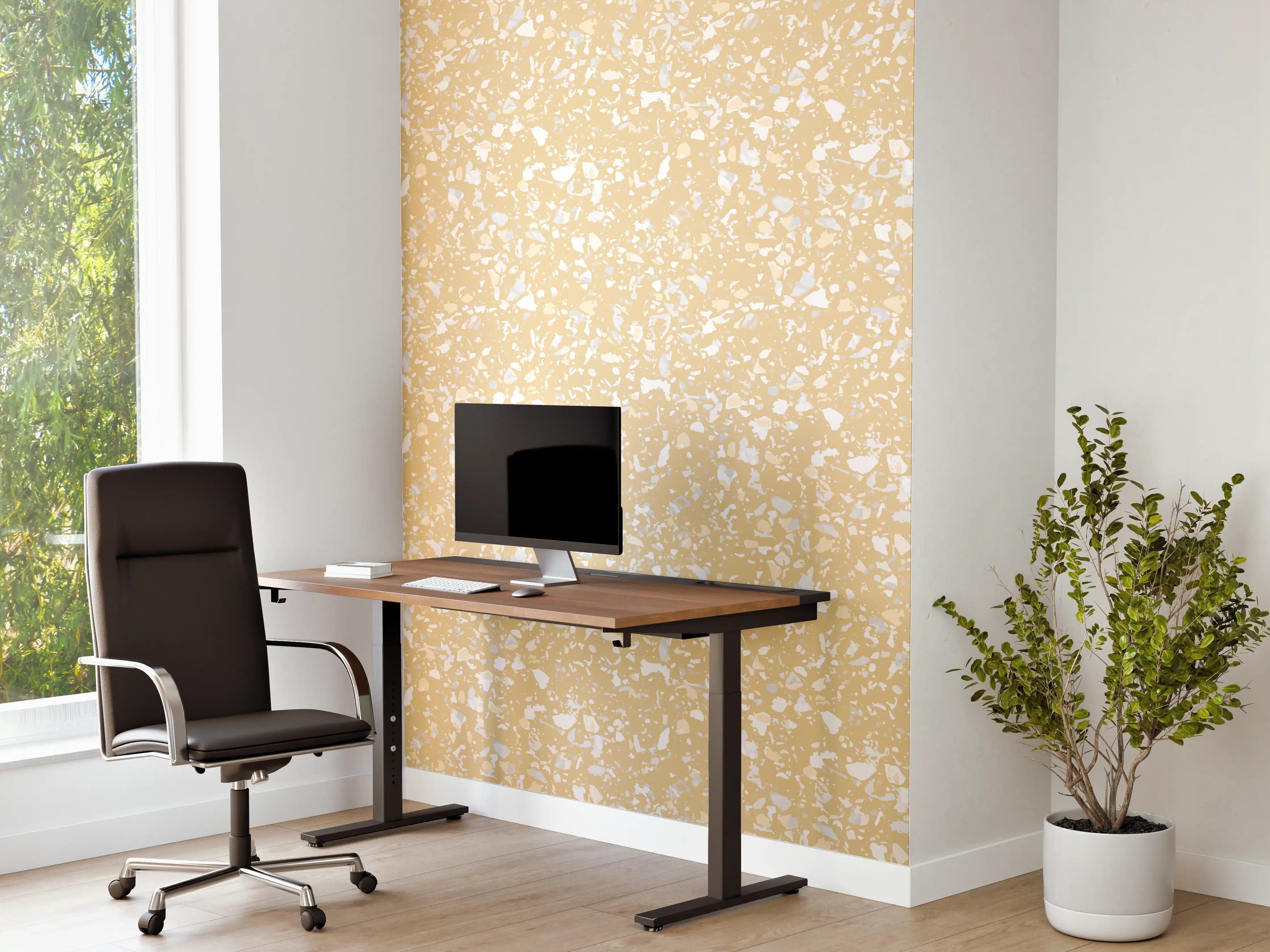 Büro Wandgestaltung - Weißer Marmortextur mit dezenten Graunuancen