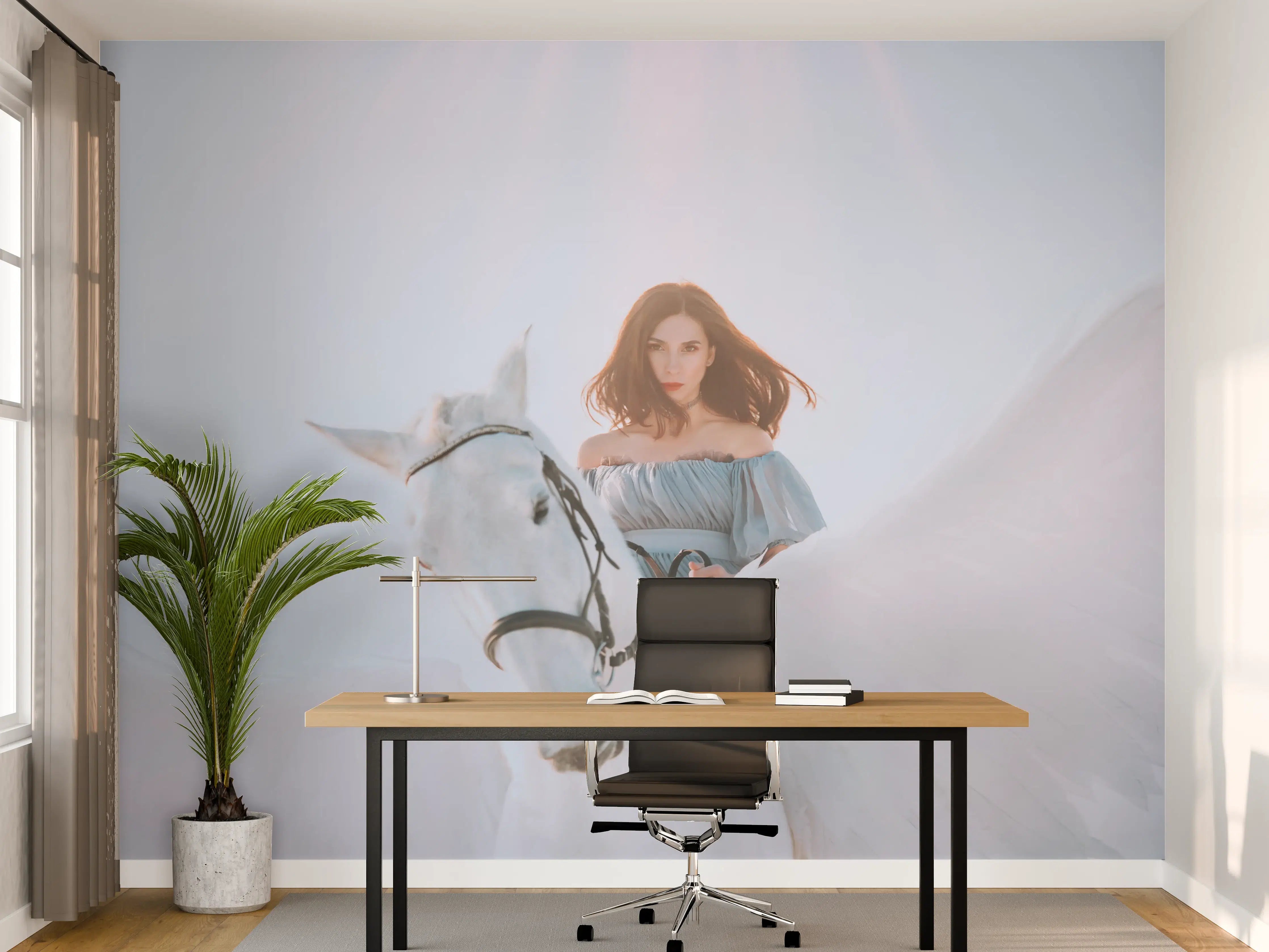 Büro Wandgestaltung - Weißer Pegasus mit Engel