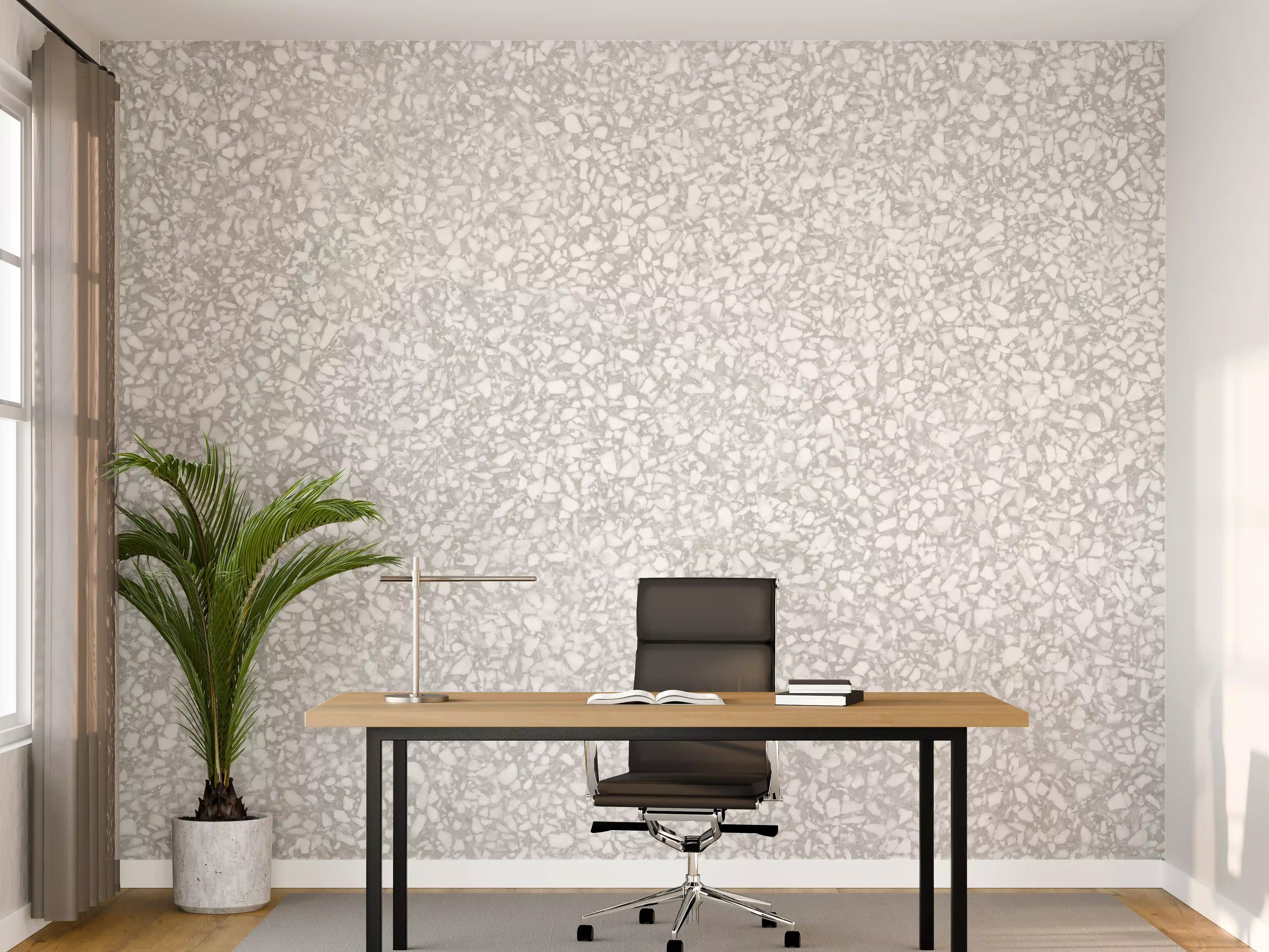 Büro Wandgestaltung - Weißer Terrazzostein 