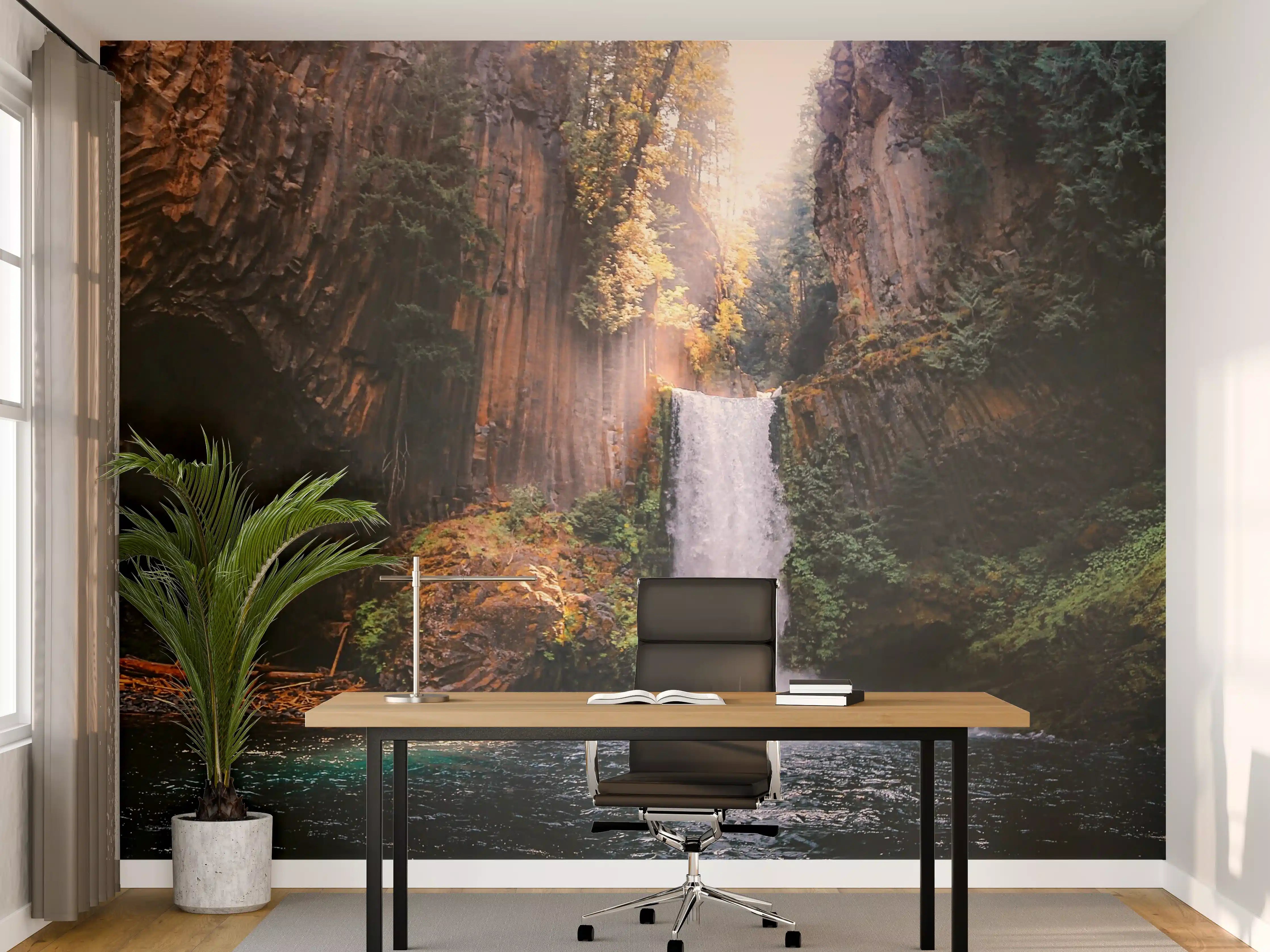 Büro Wandgestaltung - Weißer Wasserfall im Grau-Fransich