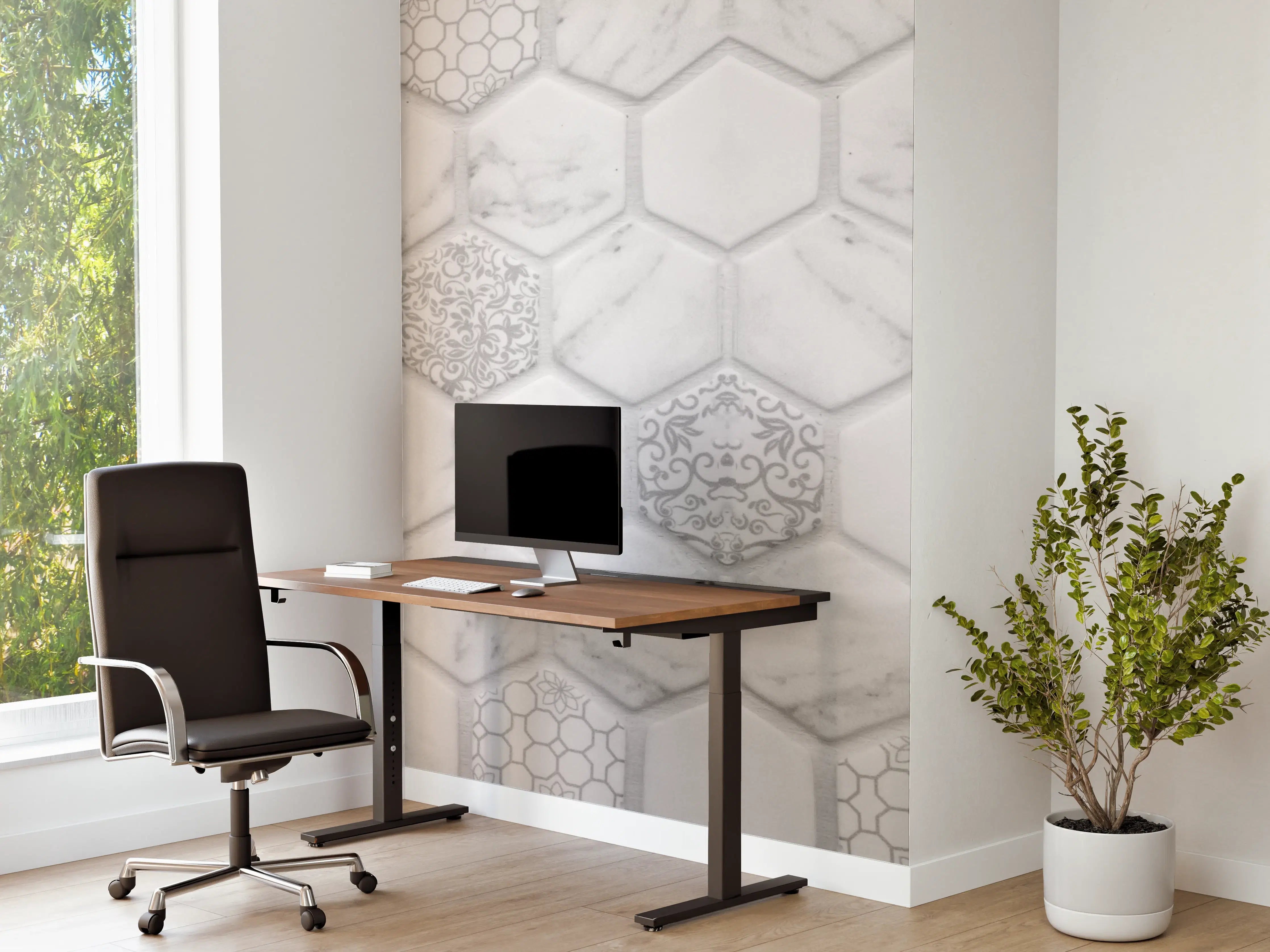 Büro Wandgestaltung - Weißes Hexagon-Marmor-Mosaik