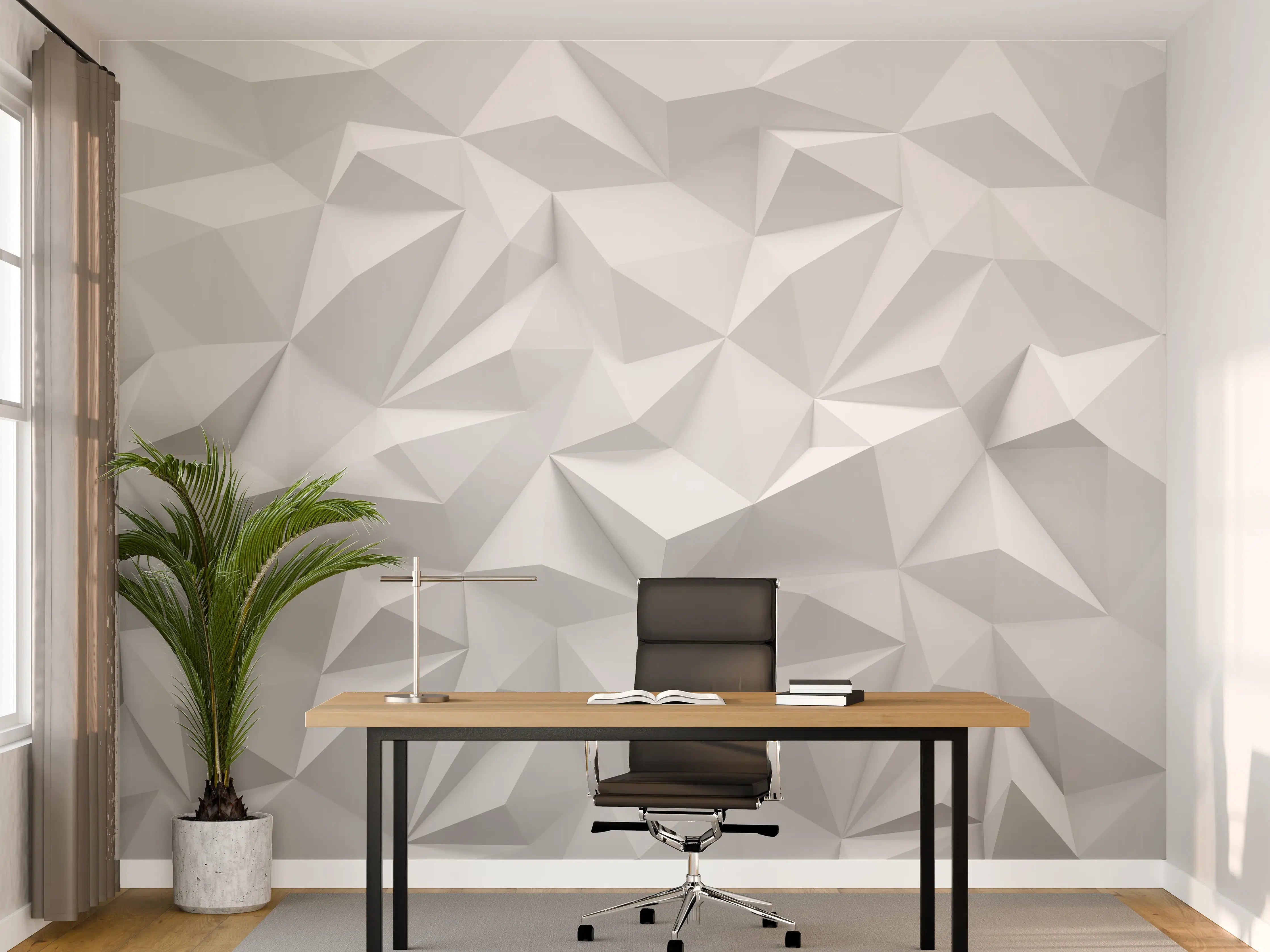 Büro Wandgestaltung - Weißes Low-Poly Design