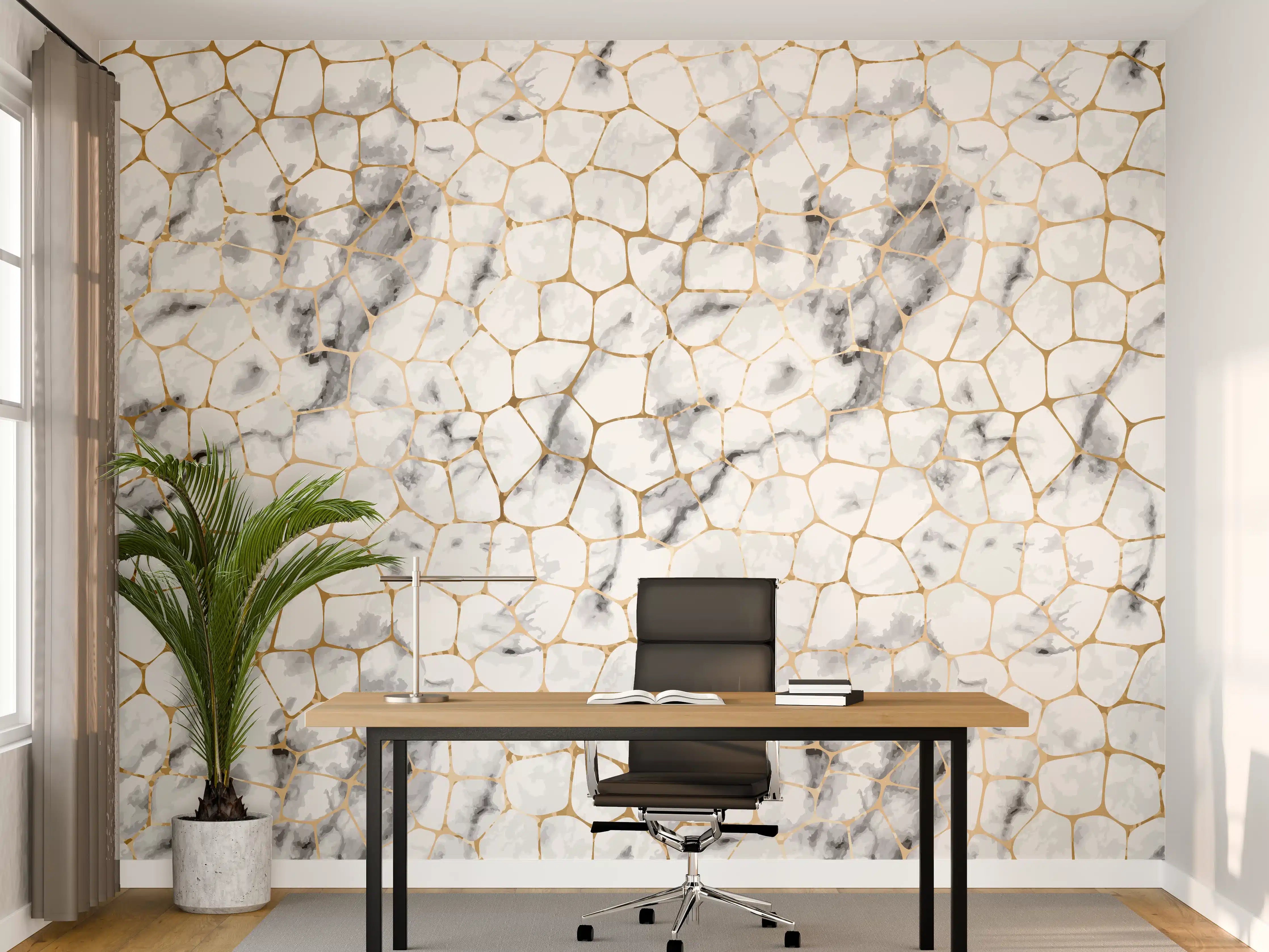 Büro Wandgestaltung - Weißes Marmor-Geometrie-Muster