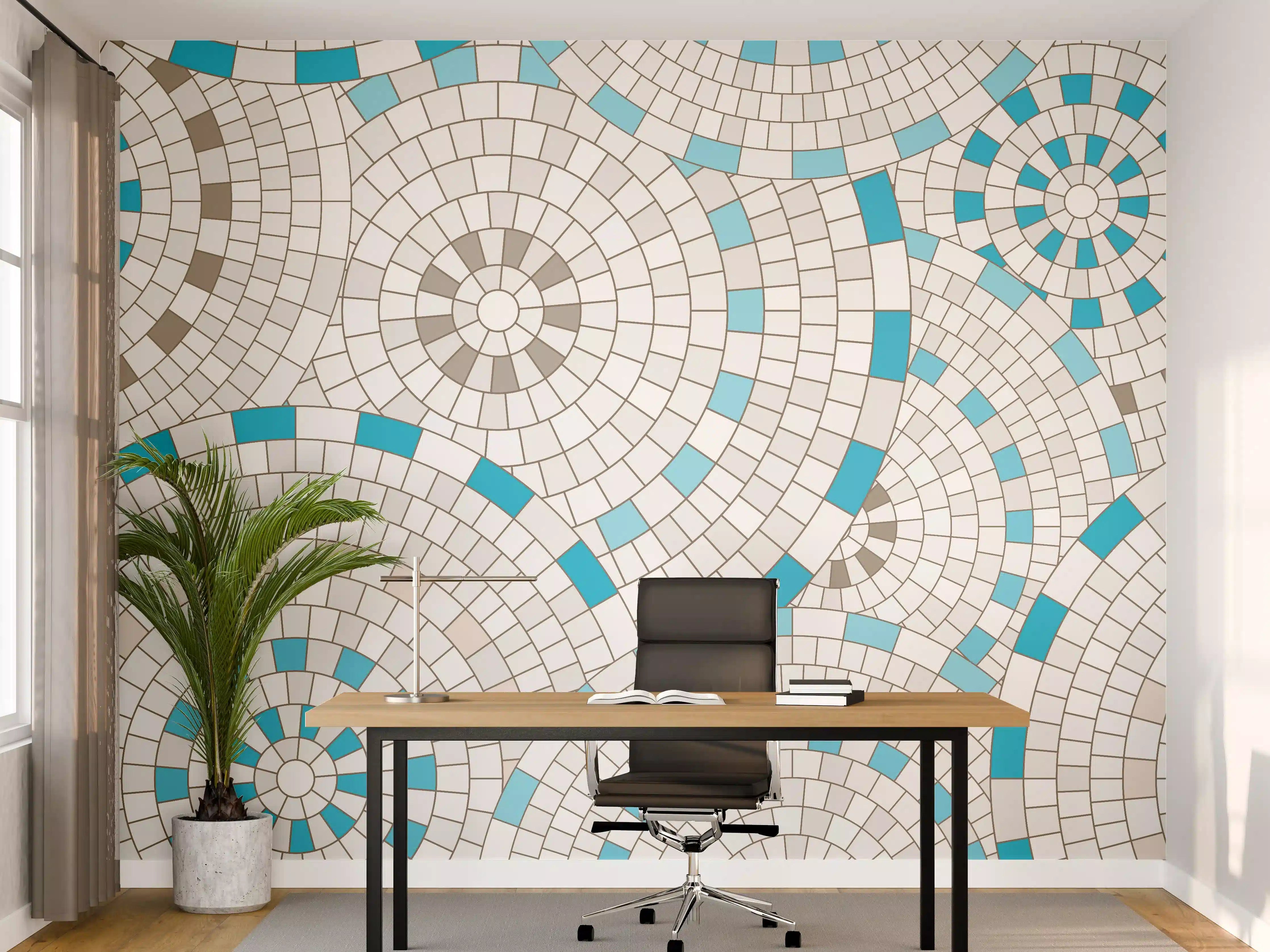 Büro Wandgestaltung - Weißes Mosaik mit Akzenten