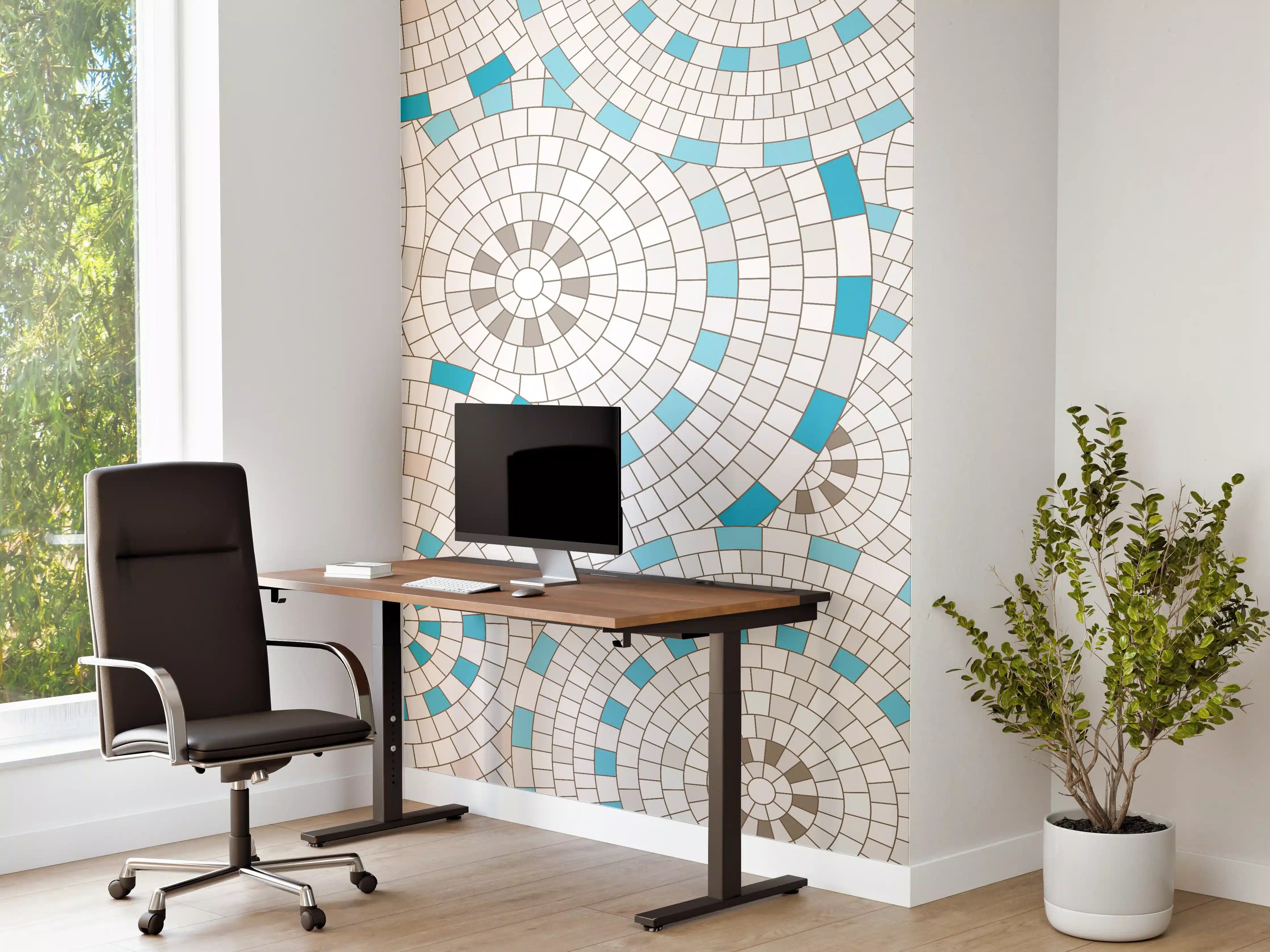 Büro Wandgestaltung - Weißes Mosaik mit Akzenten
