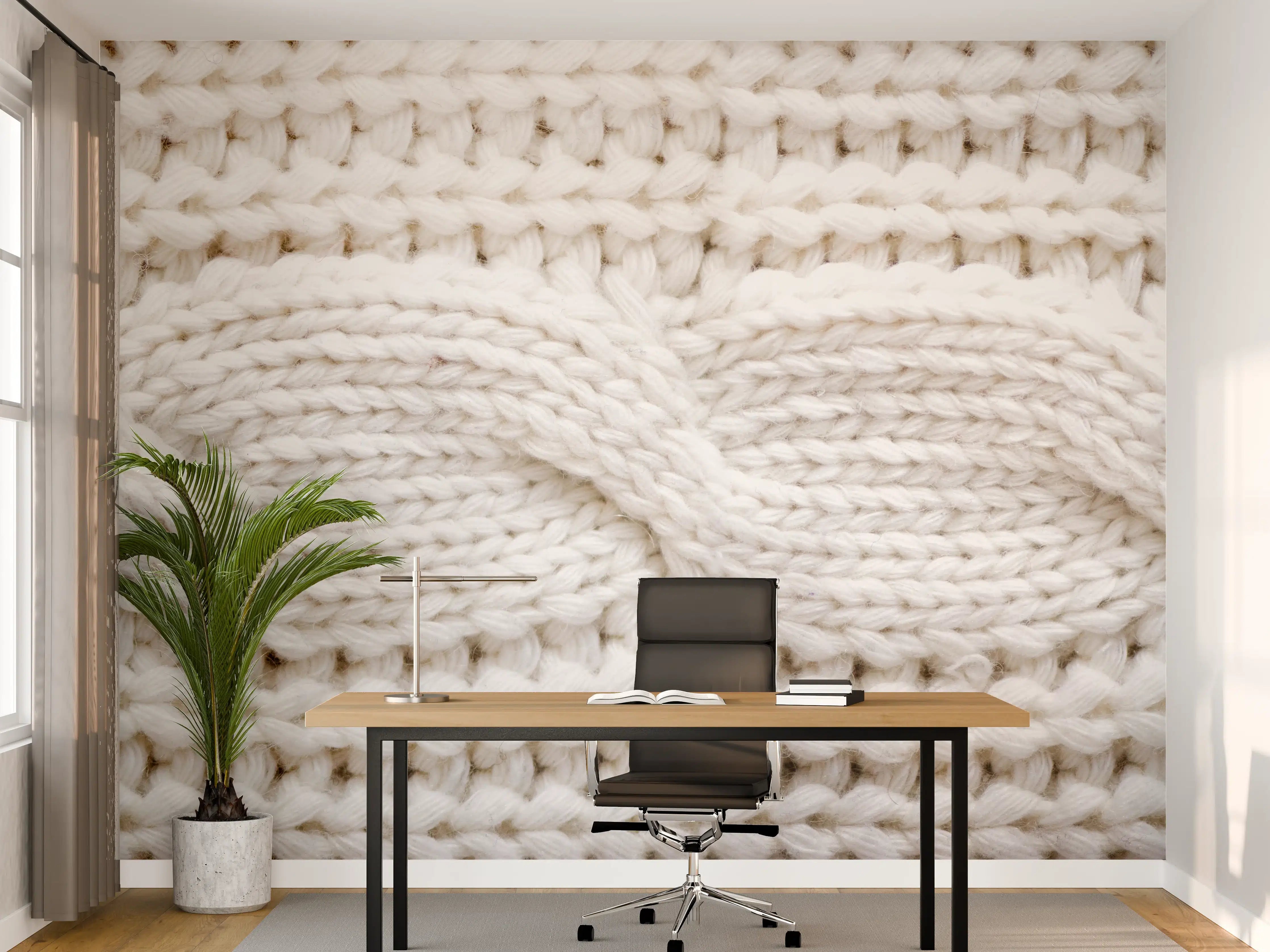 Büro Wandgestaltung - Weißes Wollstrickmuster