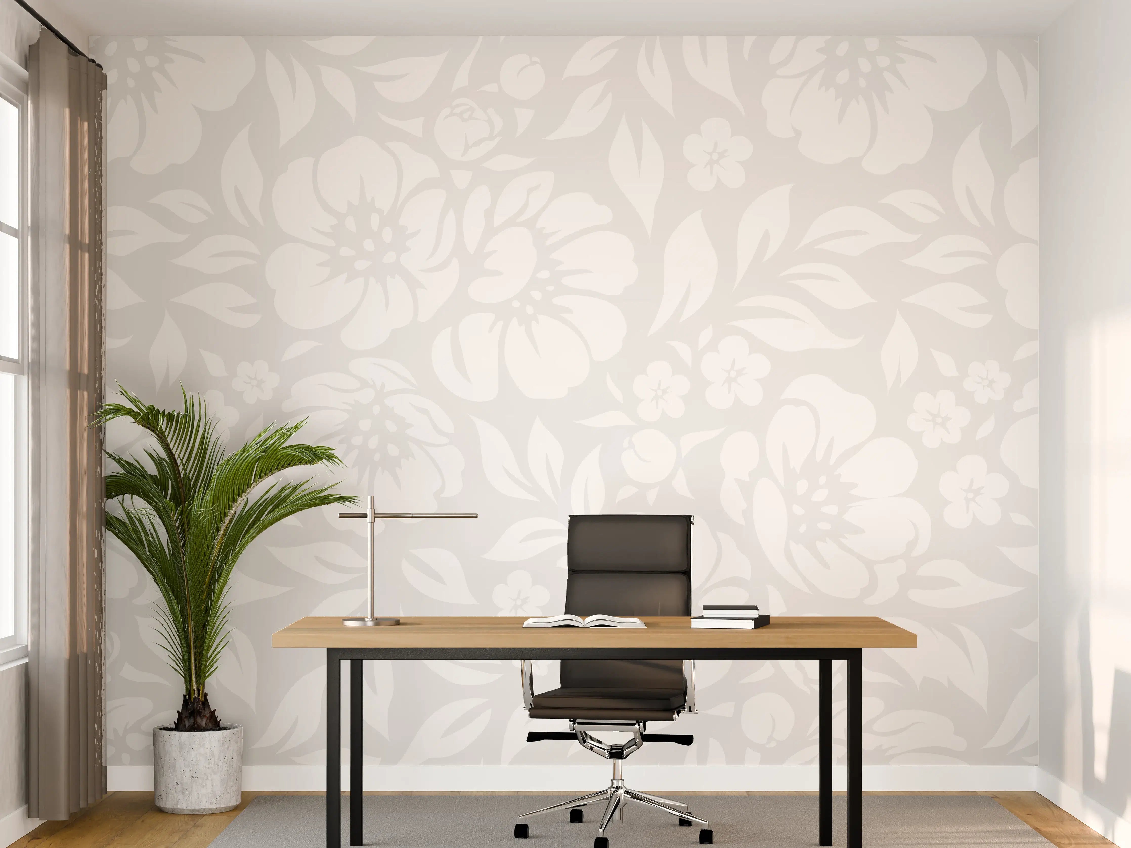 Büro Wandgestaltung - Weißes, grafisch inspiriertes Wandbild