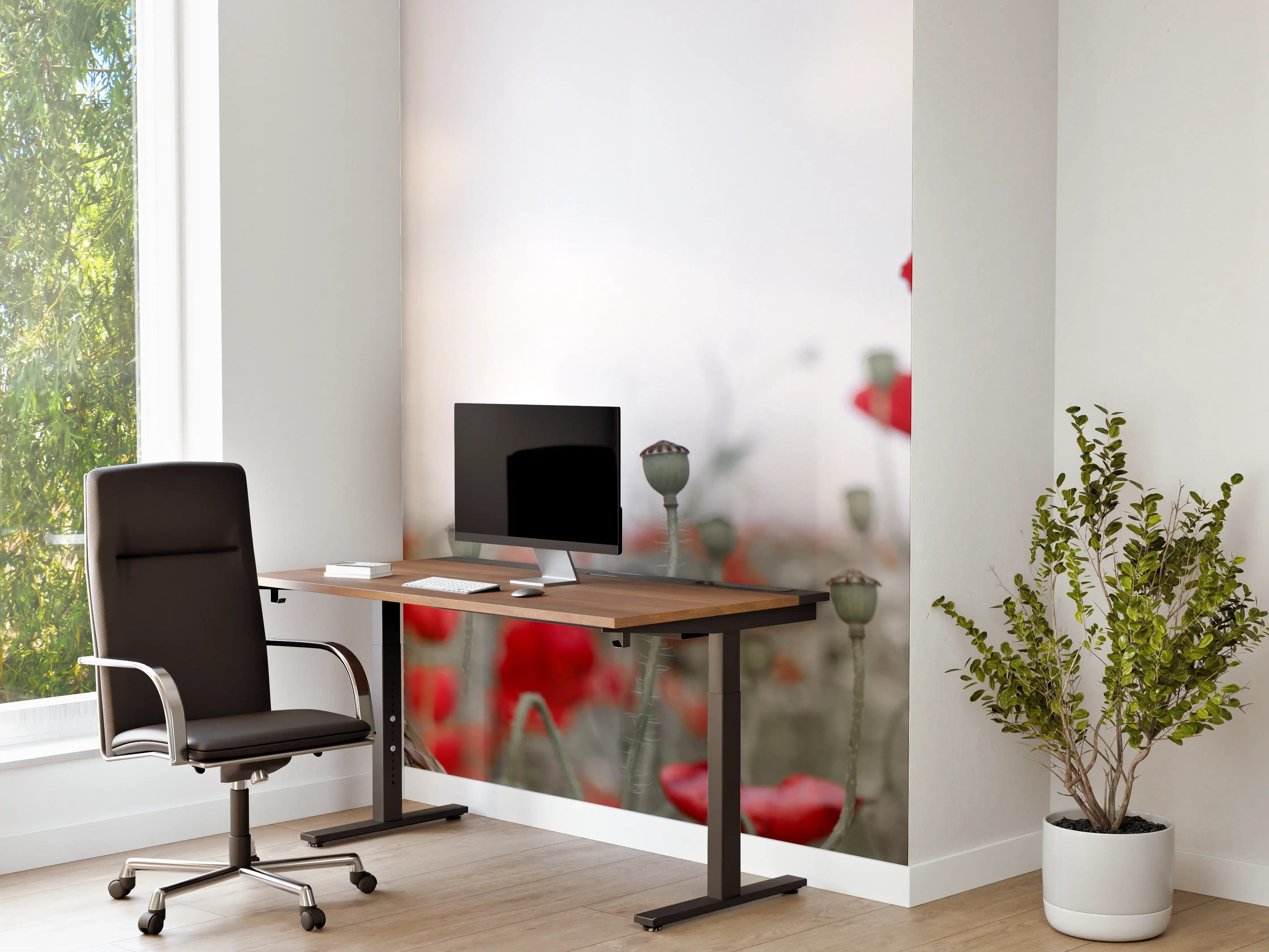 Büro Wandgestaltung - Weites rotes Mohnfeld Panorama