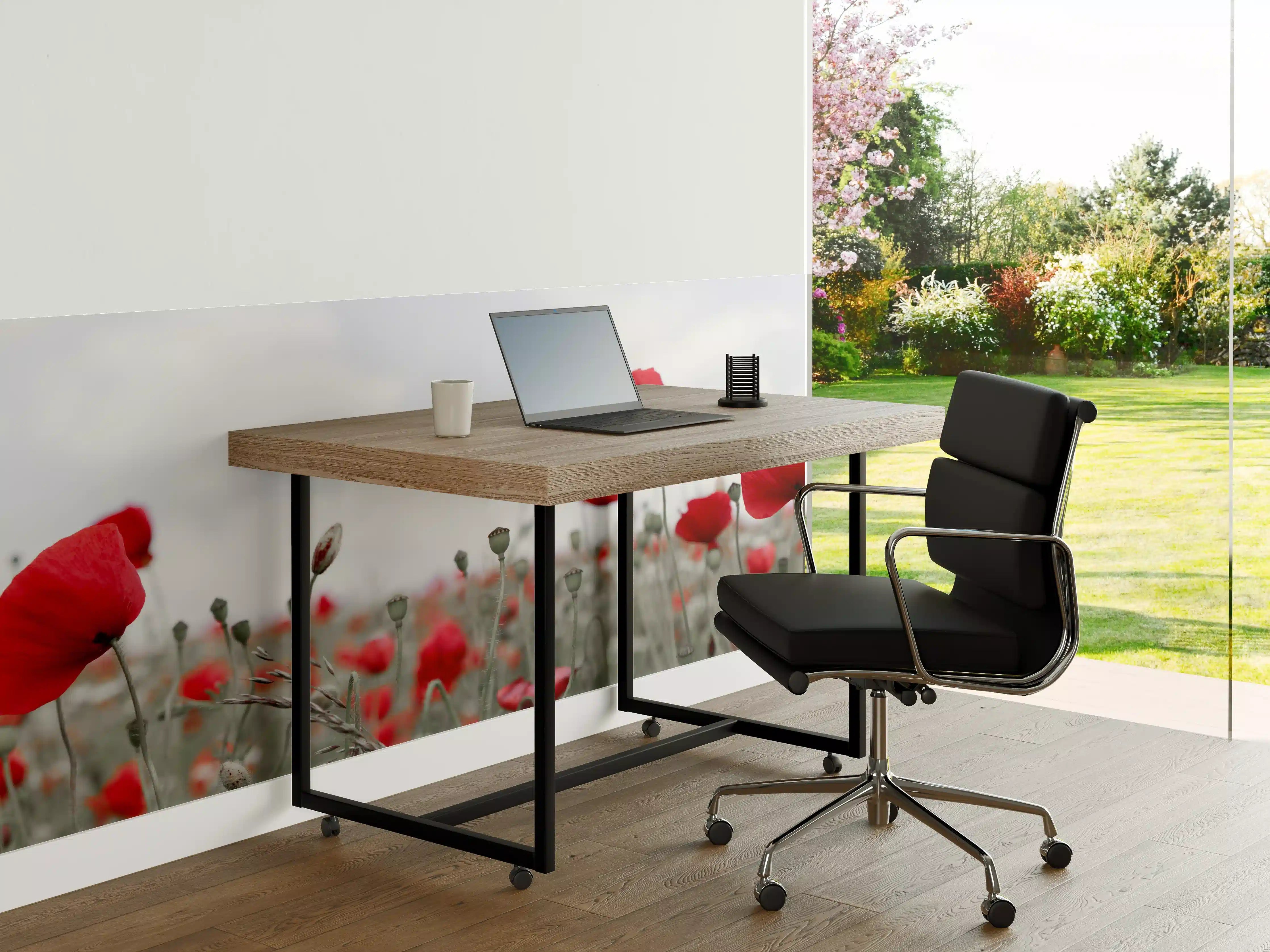 Büro Wandgestaltung - Weites rotes Mohnfeld Panorama