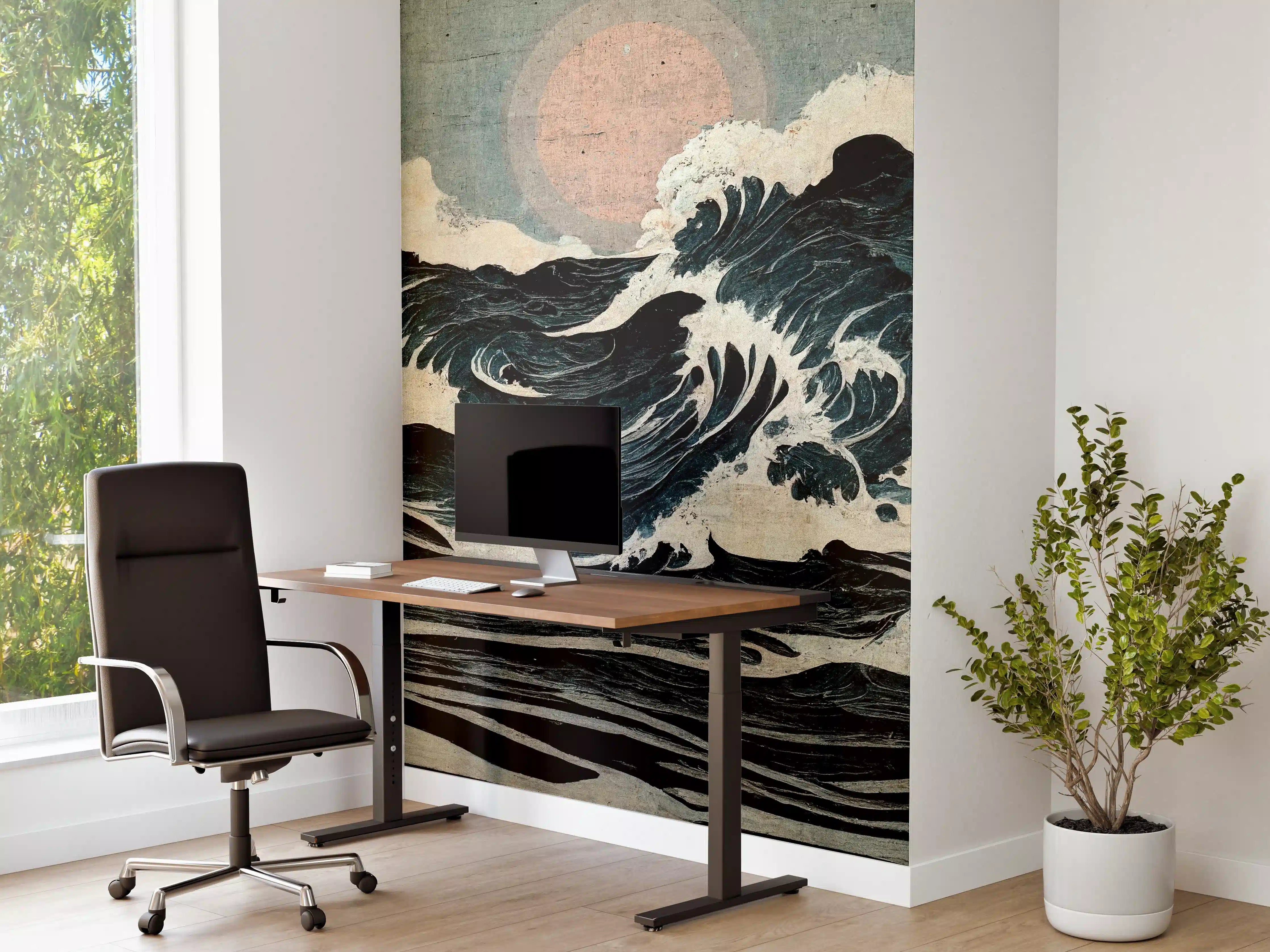 Büro Wandgestaltung - Wellen Zeichnung - Gemälde 