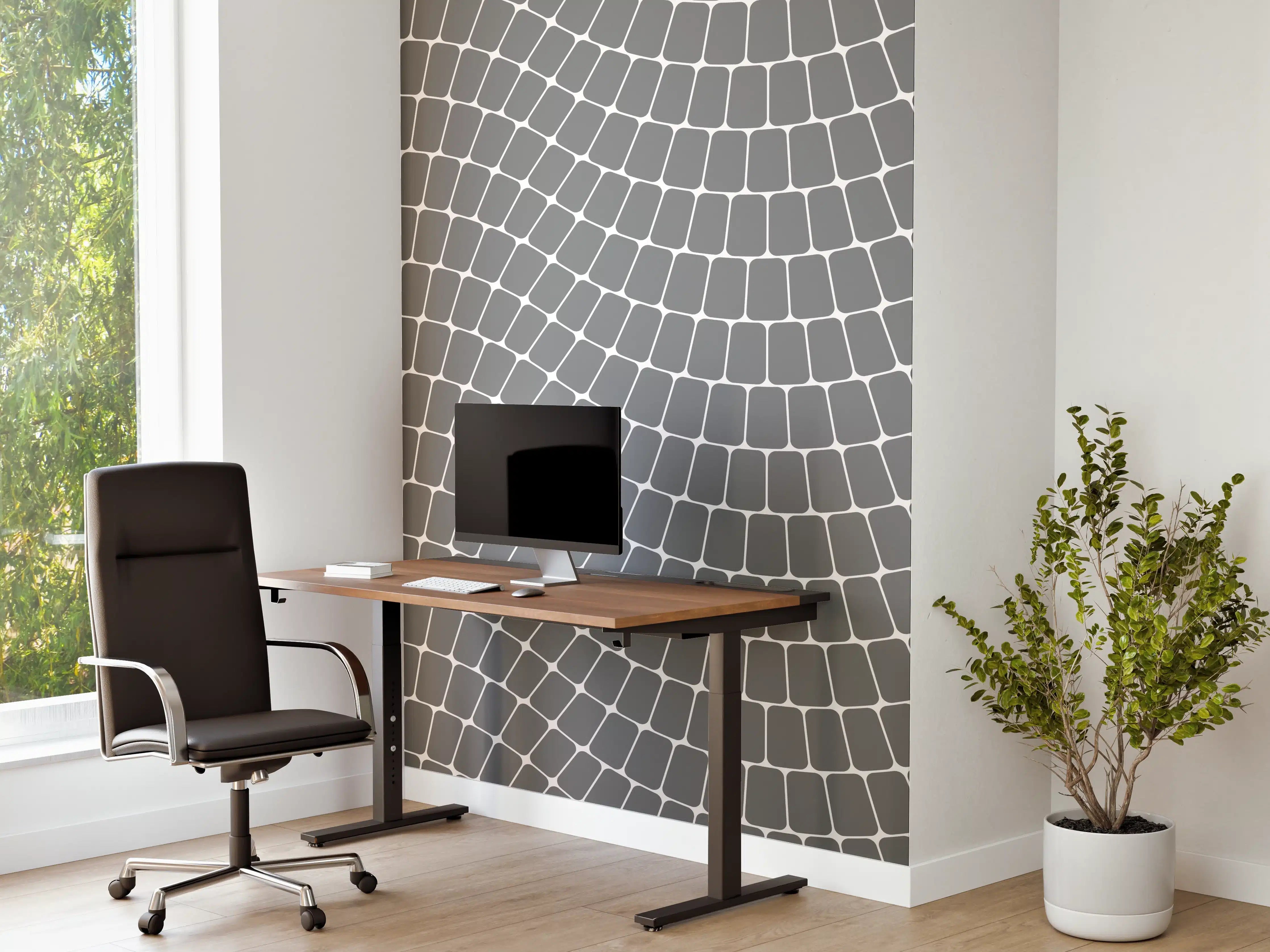 Büro Wandgestaltung - Wellenartige Grautöne für modernes Ambiente