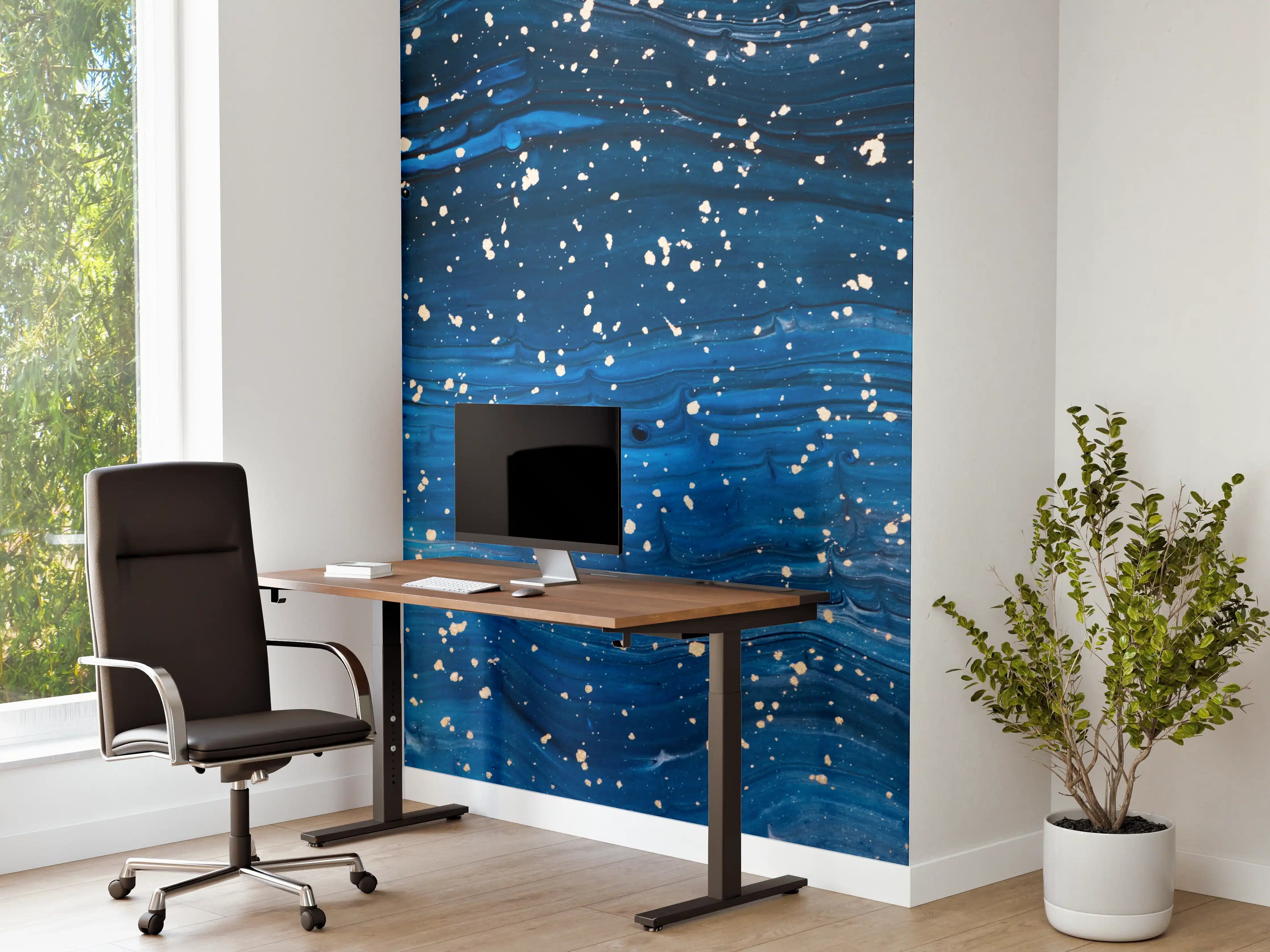 Büro Wandgestaltung - Wellenmeer in Blau mit weißen Spritzern