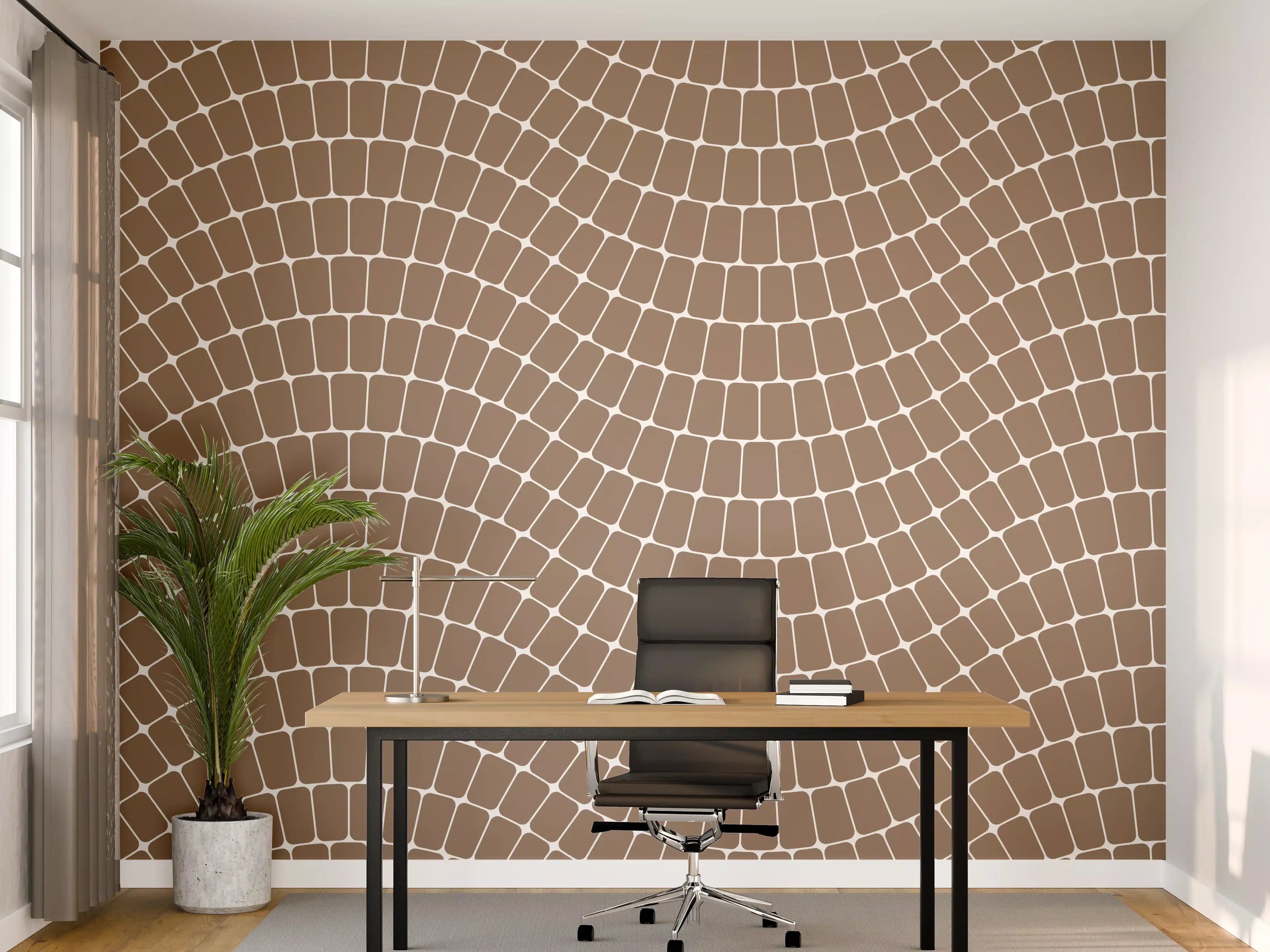 Büro Wandgestaltung - Wellenmuster in Warmbraun