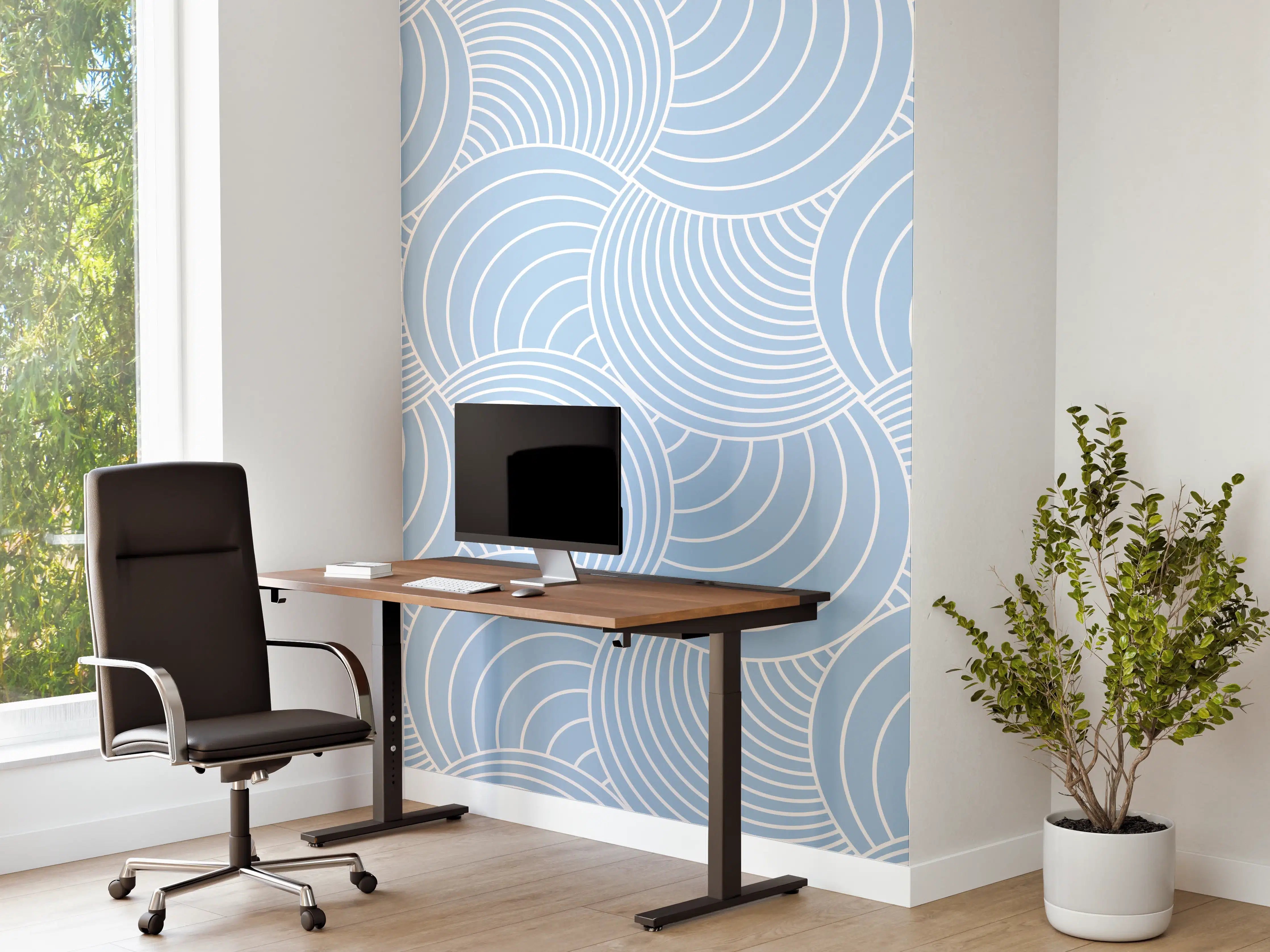 Büro Wandgestaltung - Wellenmuster in Zartblau
