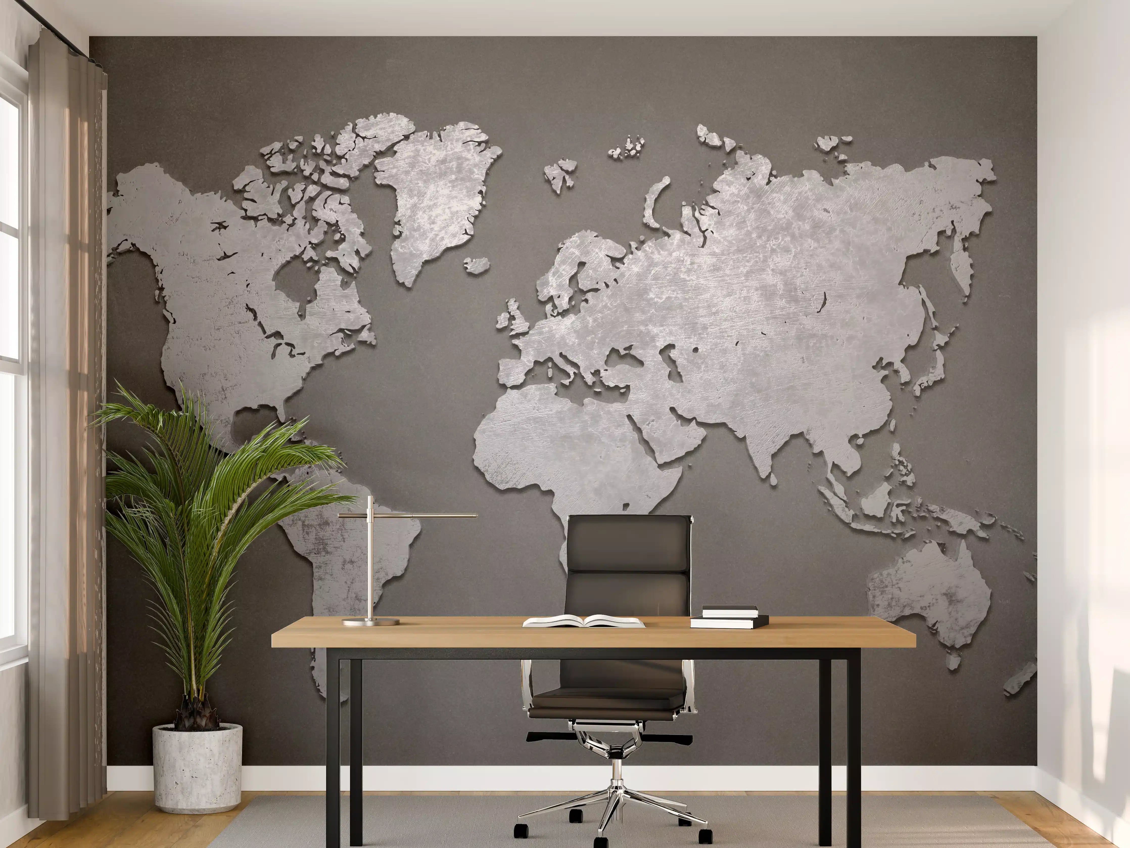 Büro Wandgestaltung - Weltkarte aus Metall