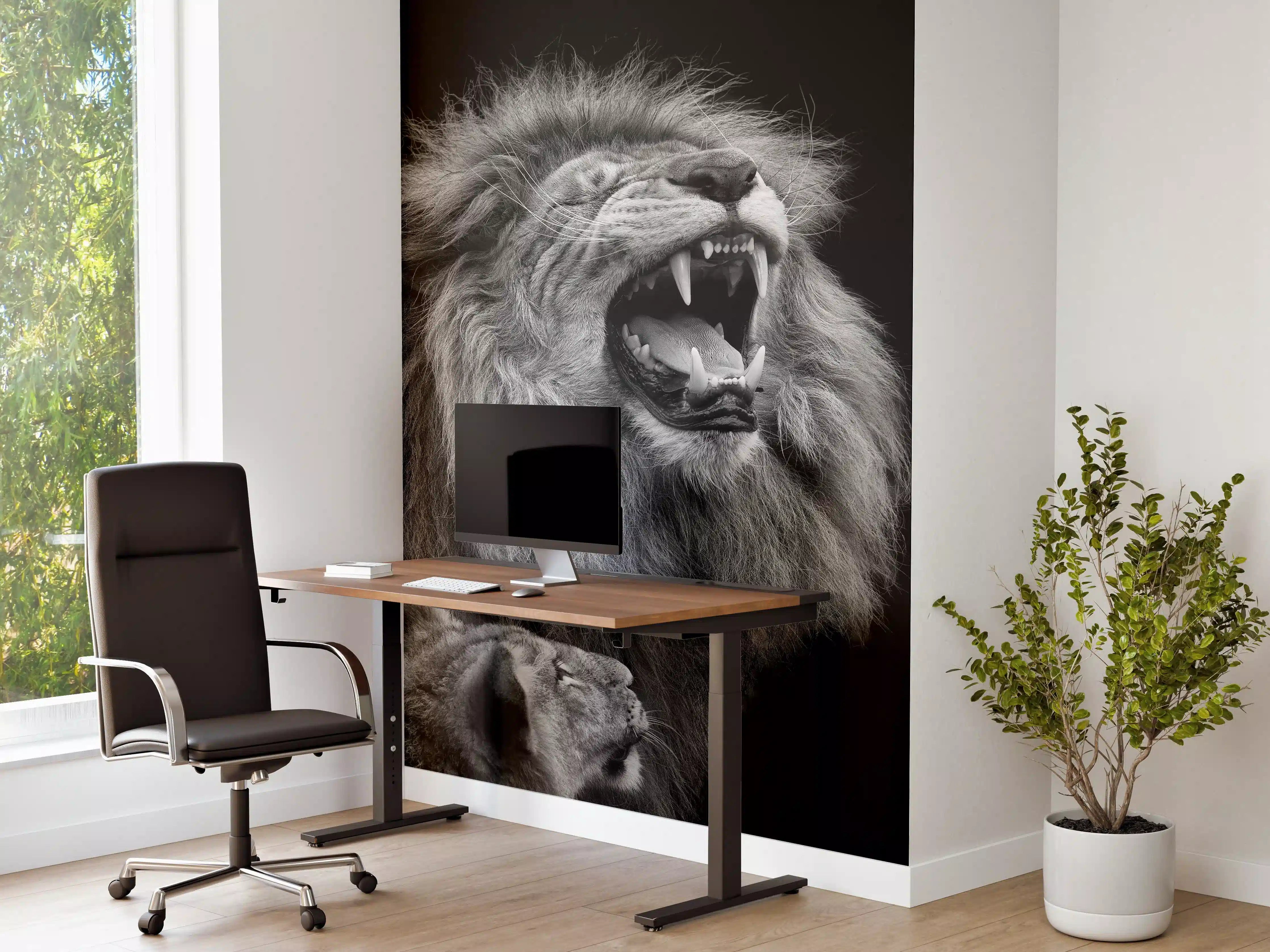 Büro Wandgestaltung - Wildtiere auf schwarzem Hintergrund