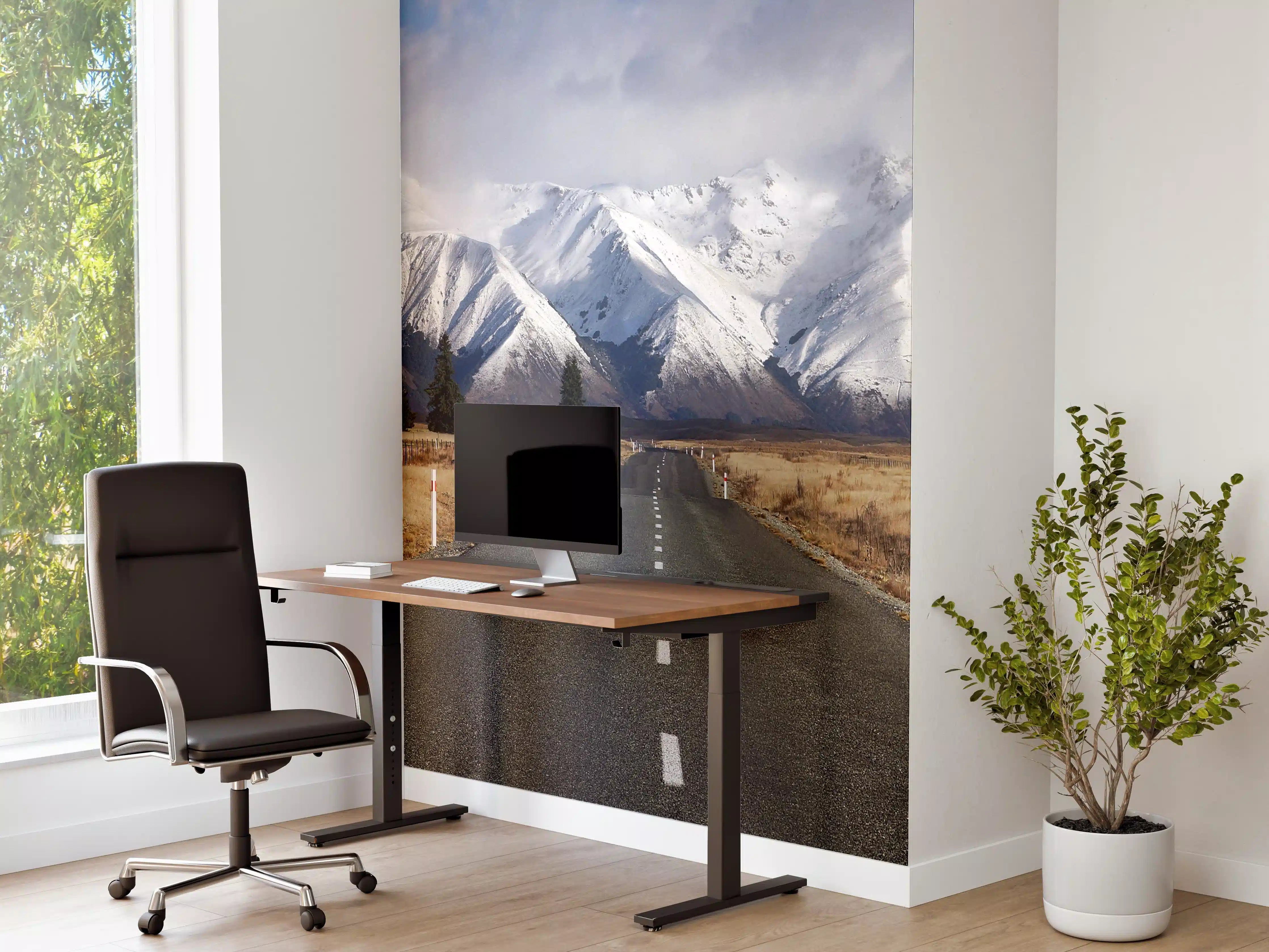 Büro Wandgestaltung - Winterliche Bergstraße in Grau-Weiß