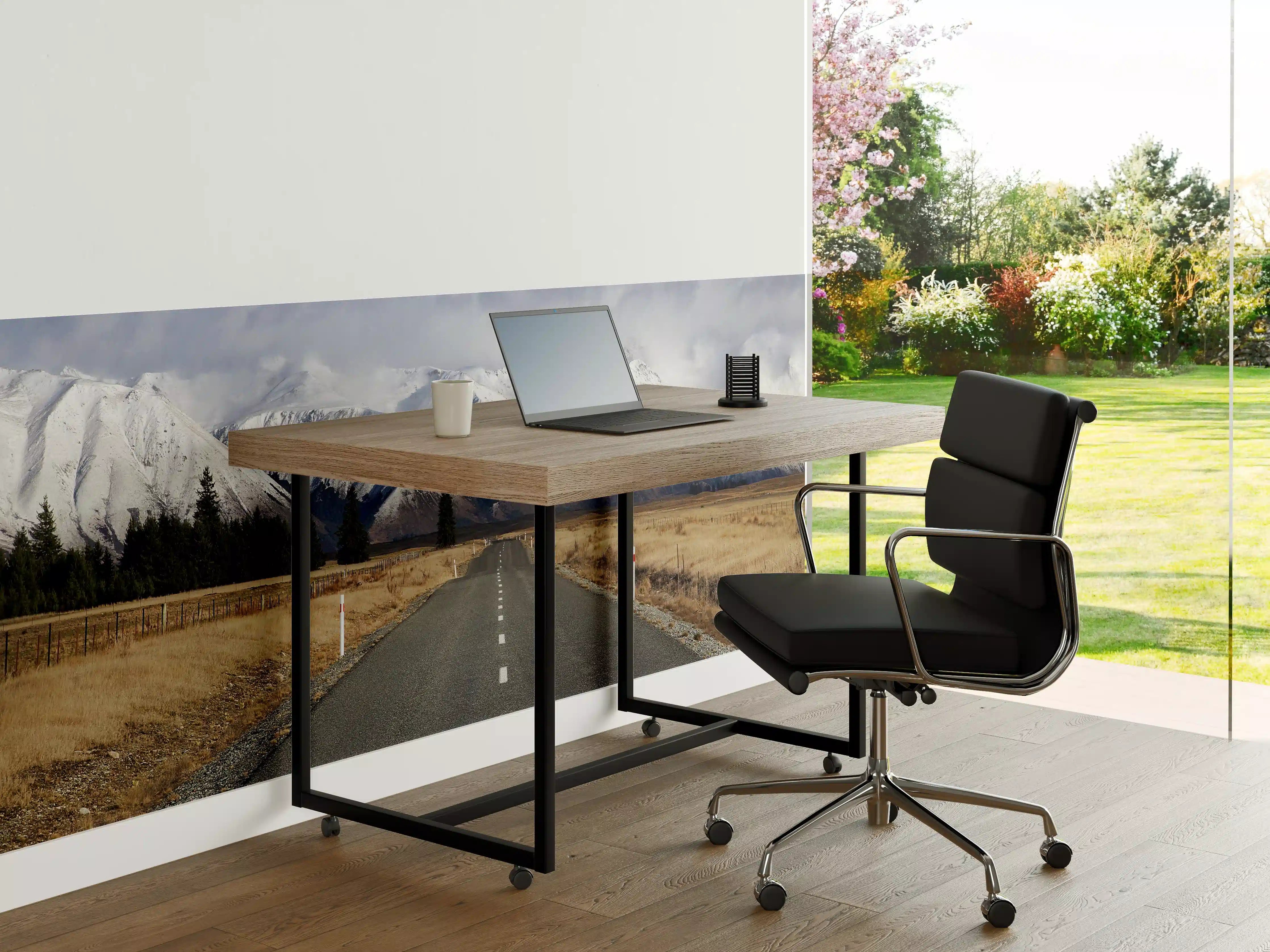 Büro Wandgestaltung - Winterliche Bergstraße in Grau-Weiß