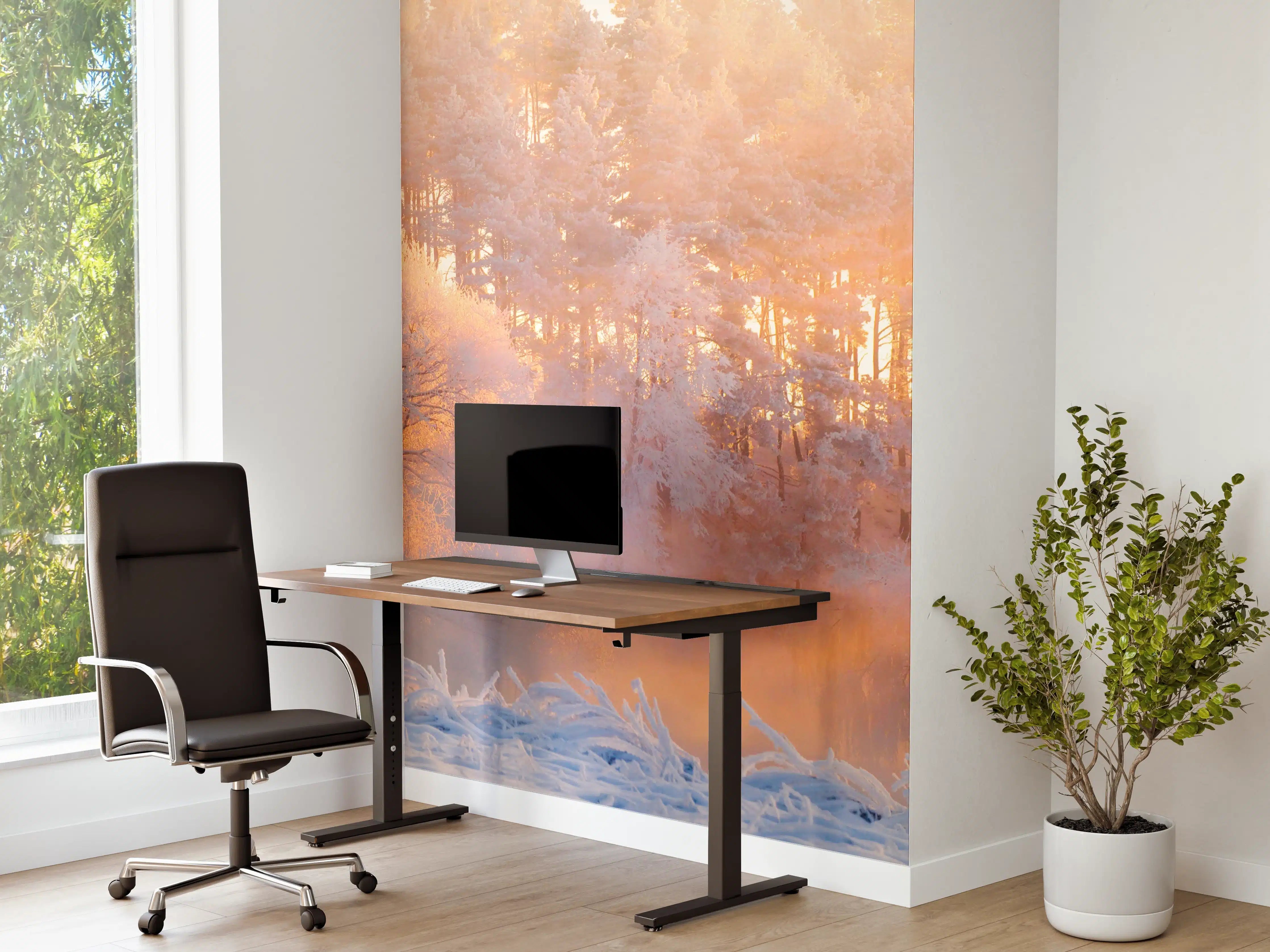 Büro Wandgestaltung - Winterliche Waldszene in Morgenstimmung