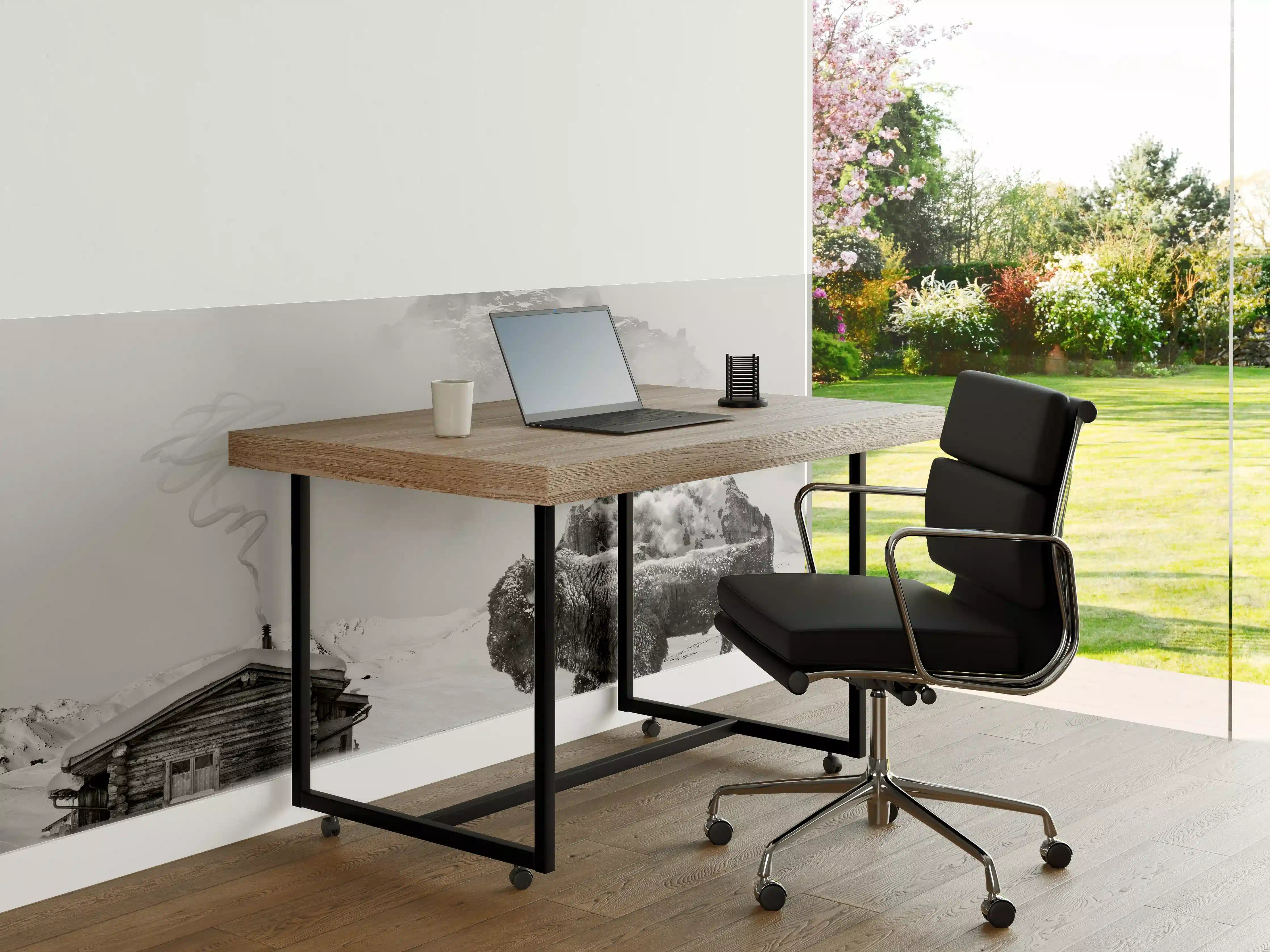 Büro Wandgestaltung - Winterlicher Bison in Schwarz-Weiß
