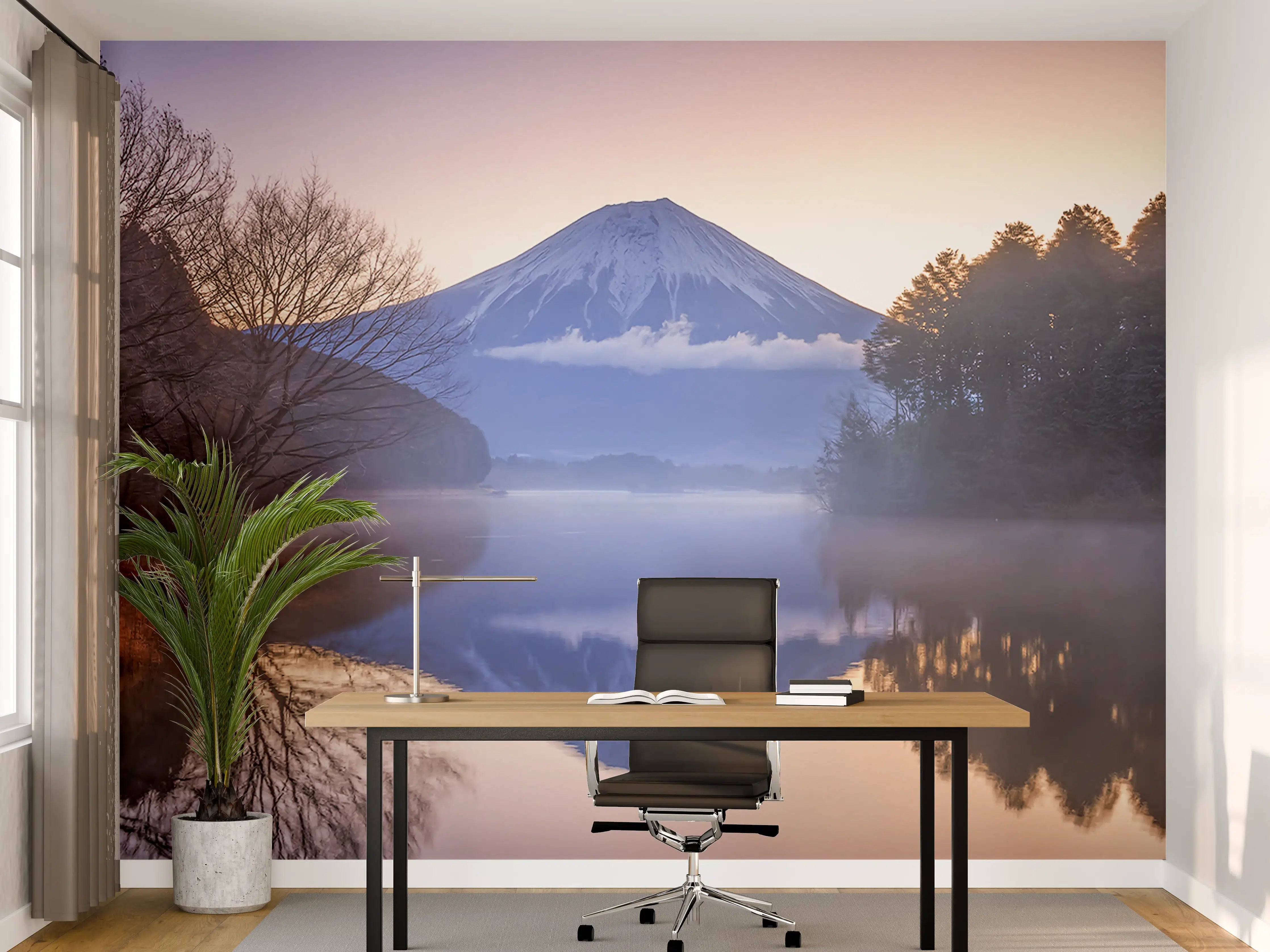 Büro Wandgestaltung - Winterlicher Fuji-Spiegelung