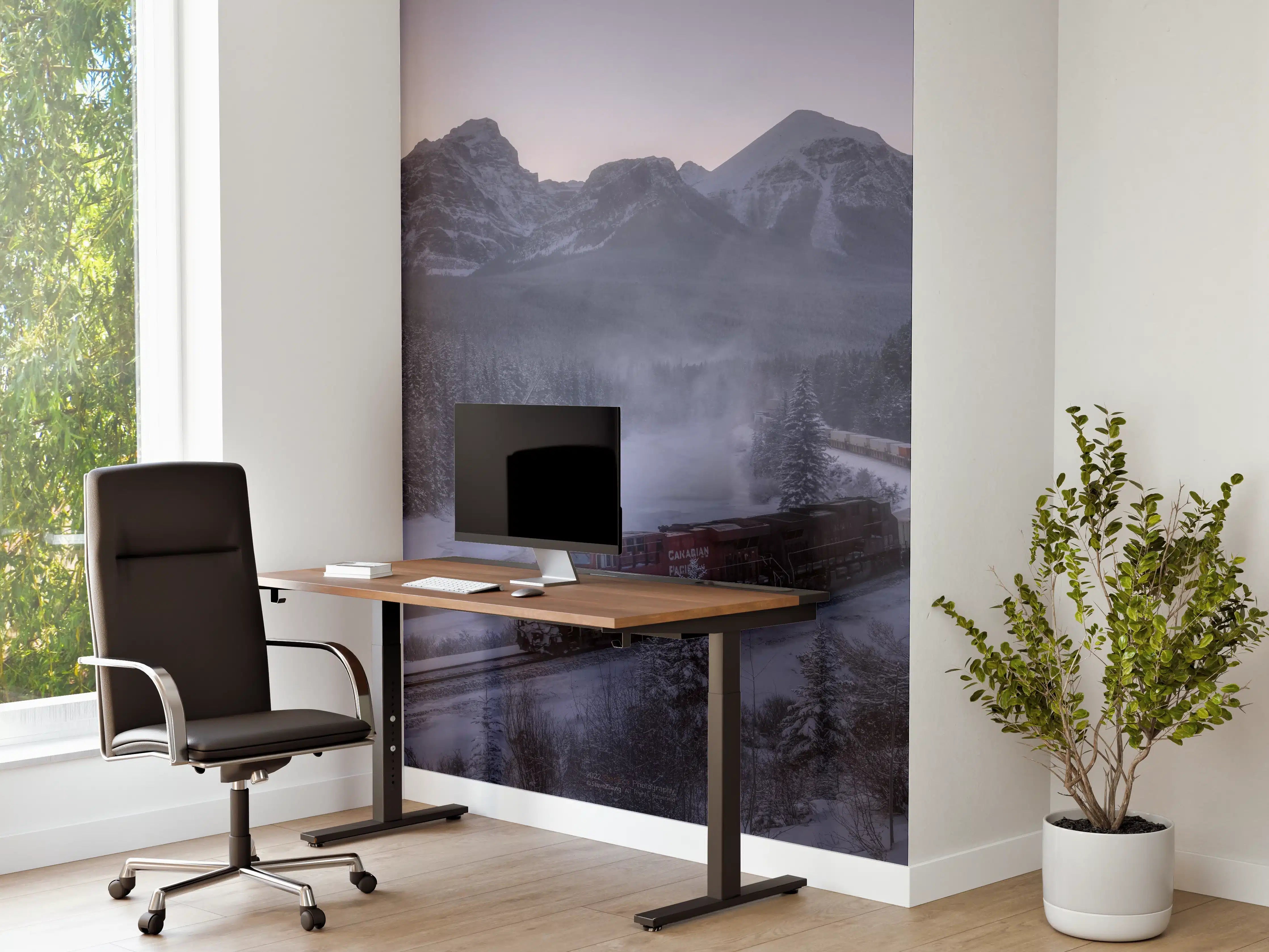 Büro Wandgestaltung - Winterzug in Bergkulisse