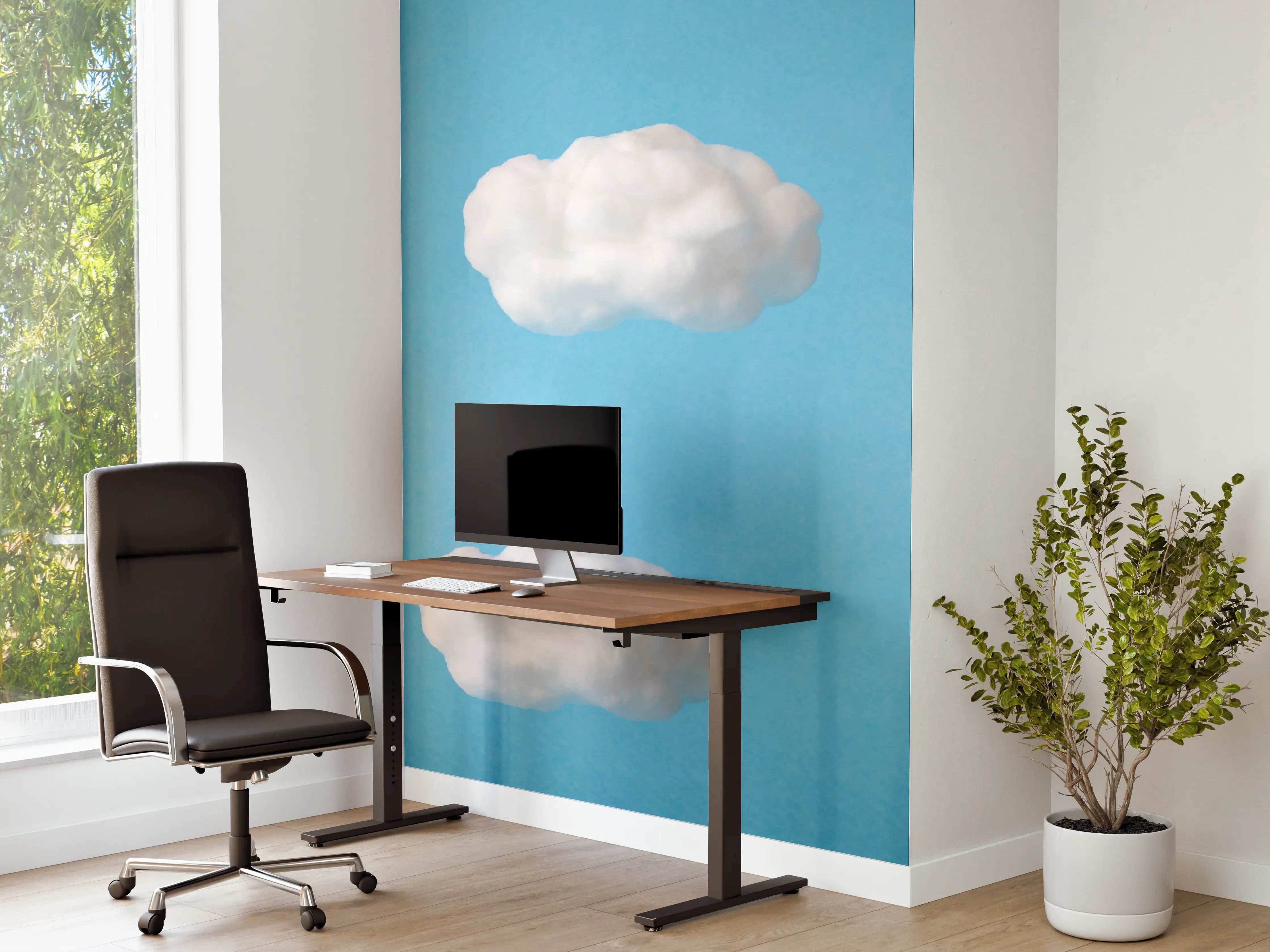 Büro Wandgestaltung - Wolke aus Watte auf himmelblauem Hintergrund
