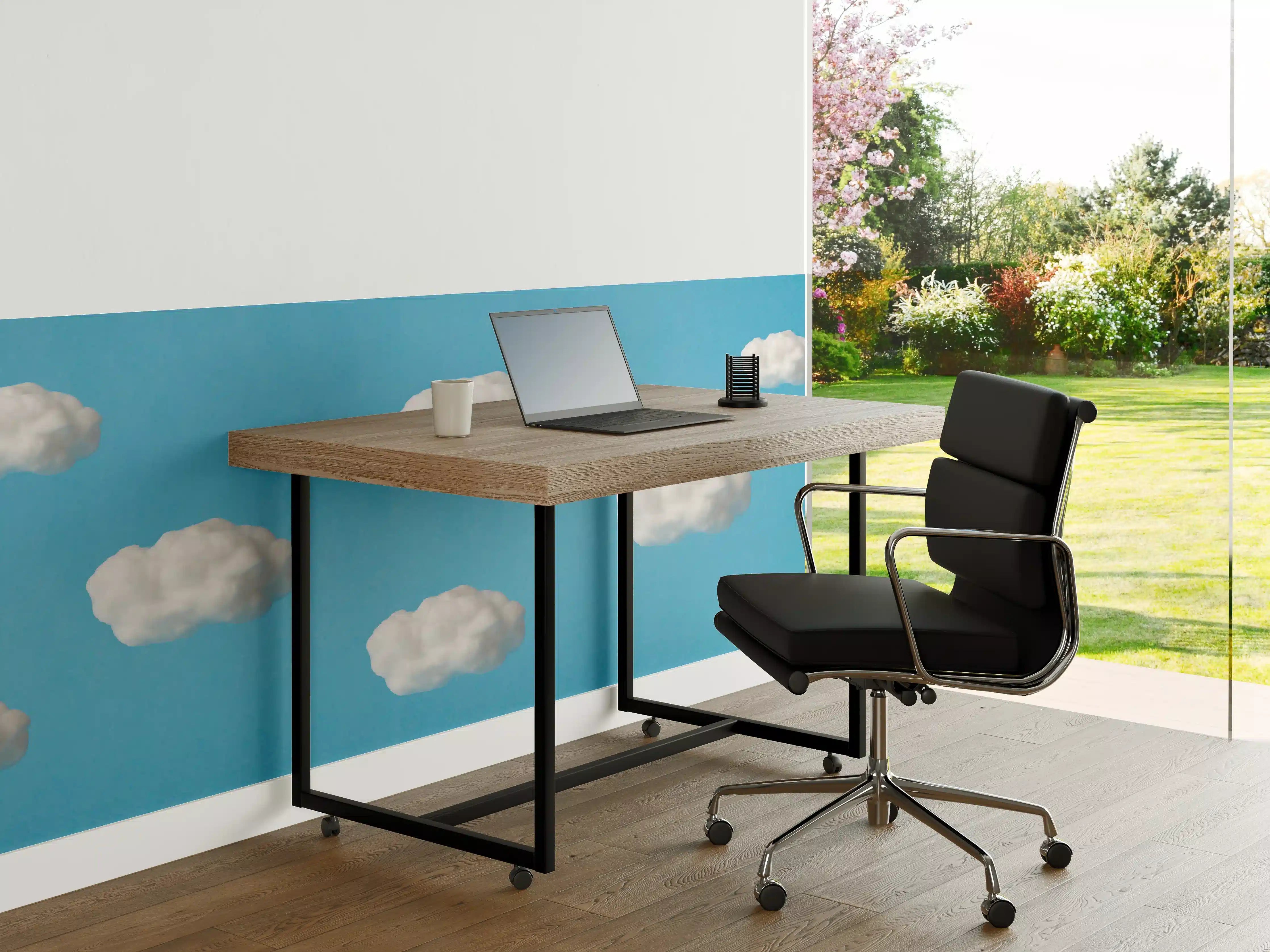 Büro Wandgestaltung - Wolke aus Watte auf himmelblauem Hintergrund