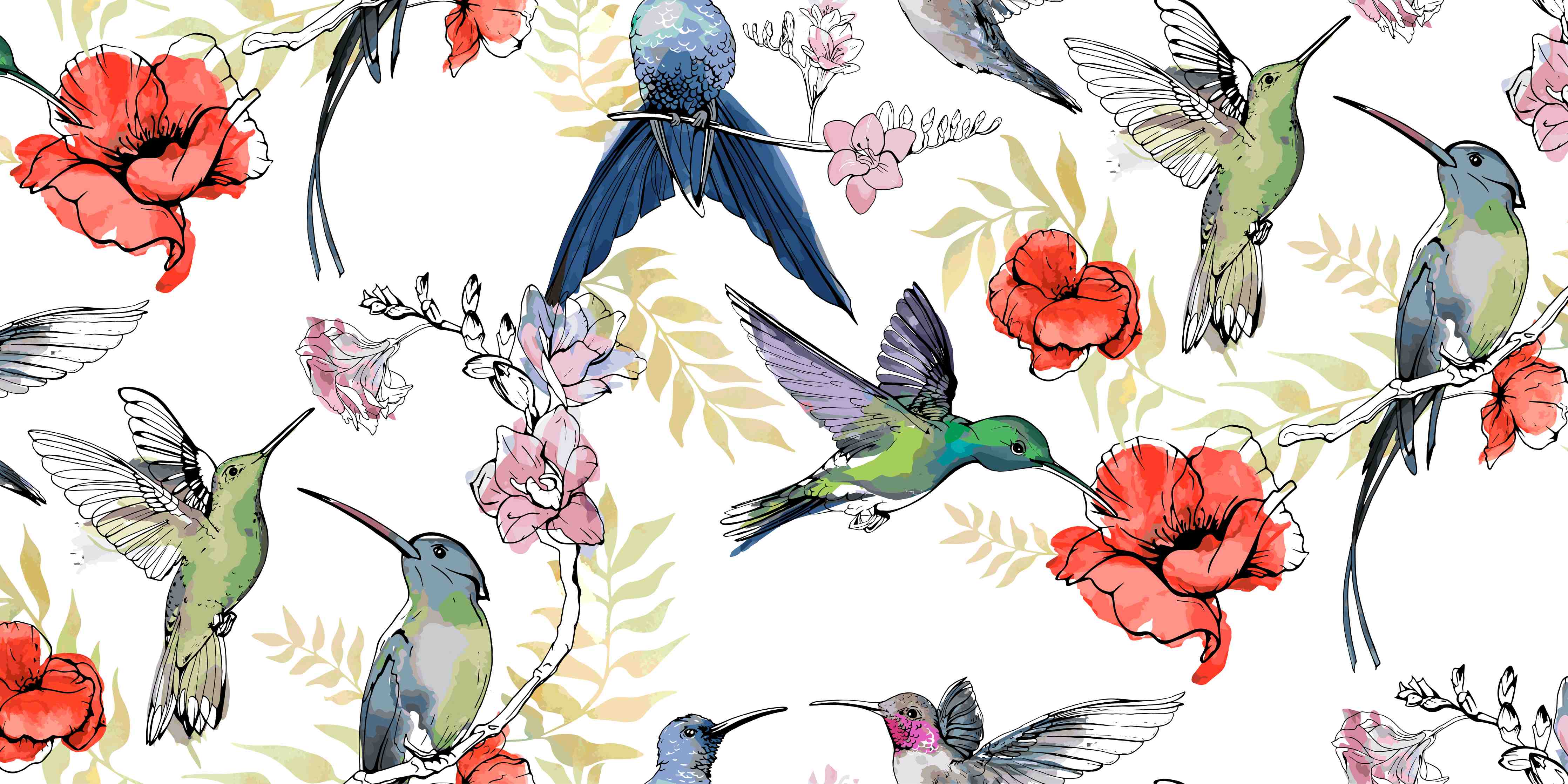 Büro Wandgestaltung-Wunderschöne Kolibris