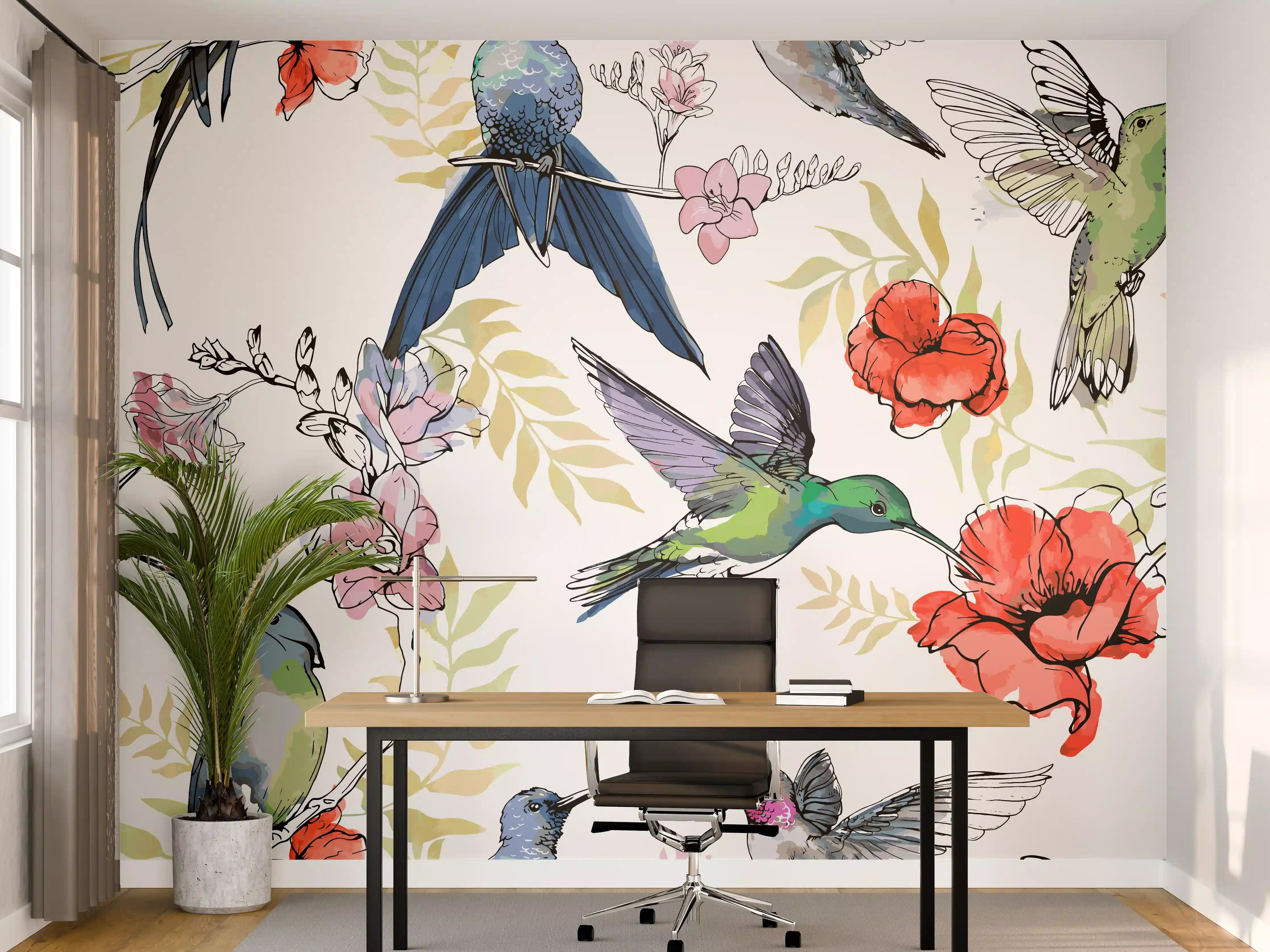 Büro Wandgestaltung - Wunderschöne Kolibris