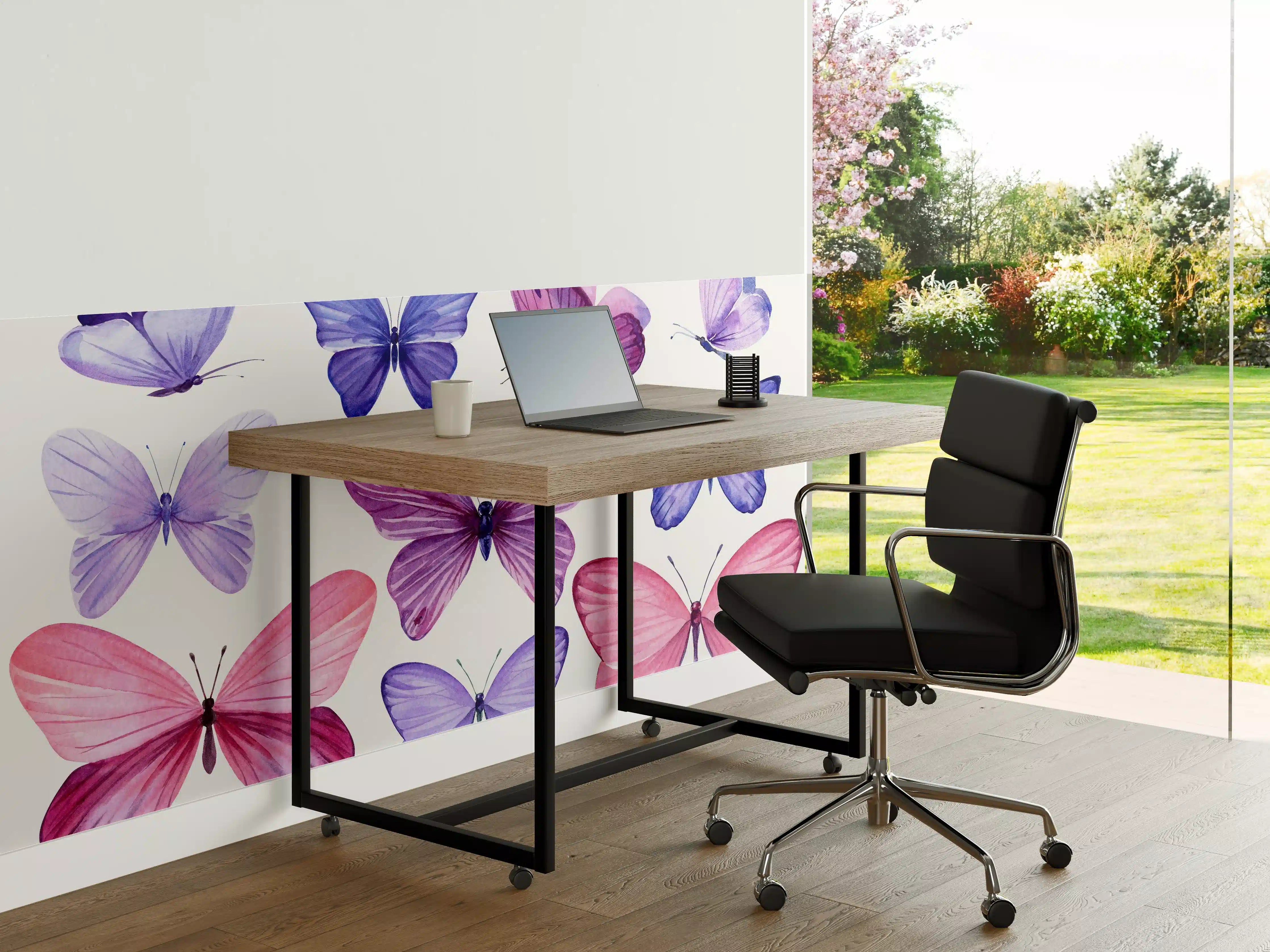 Büro Wandgestaltung - Wunderschöne Schmetterlinge auf weißem Hintergrund