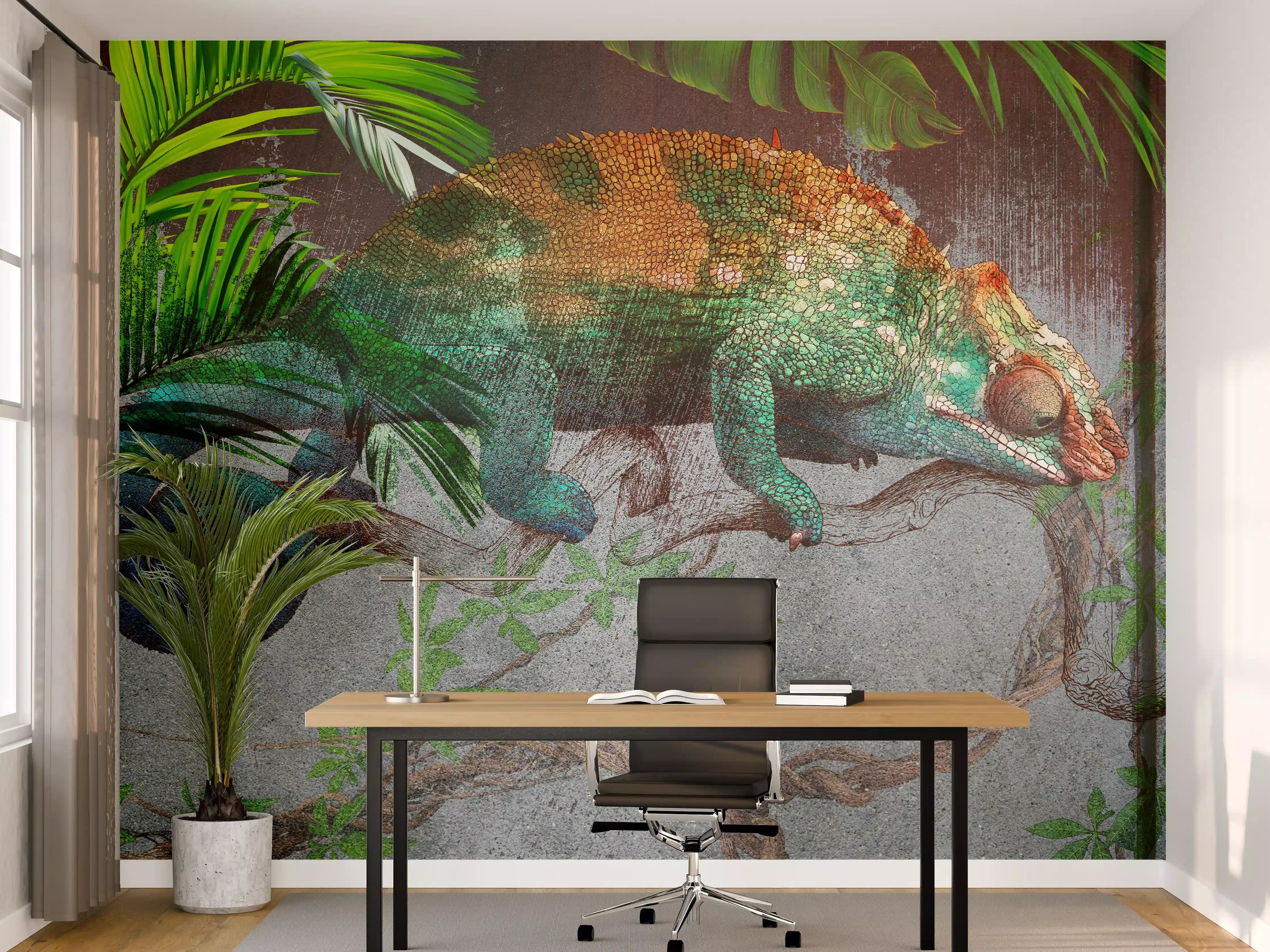 Büro Wandgestaltung - Wunderschöner Chamäleon  