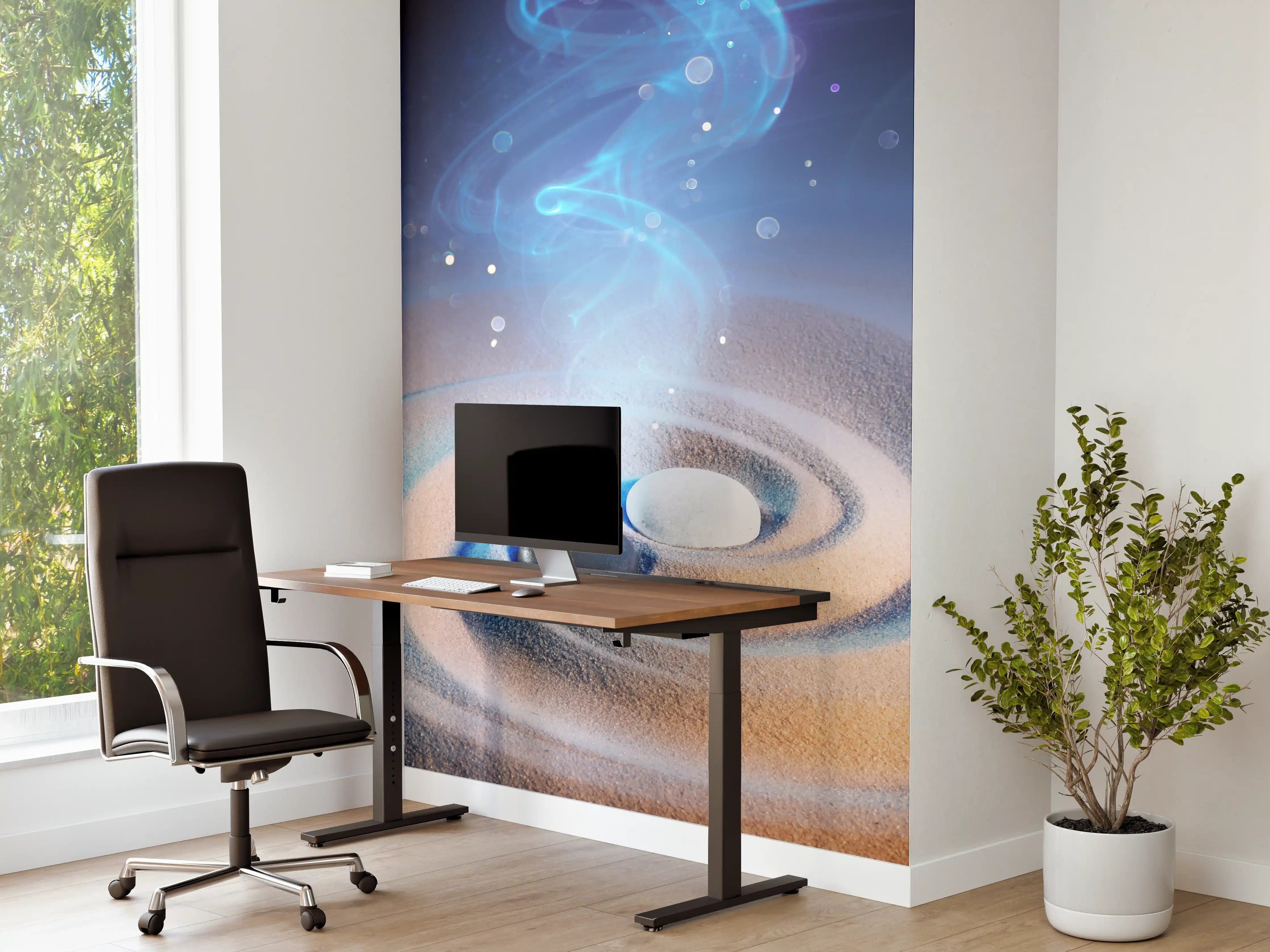 Büro Wandgestaltung - Yin und Yang Steine im Sand