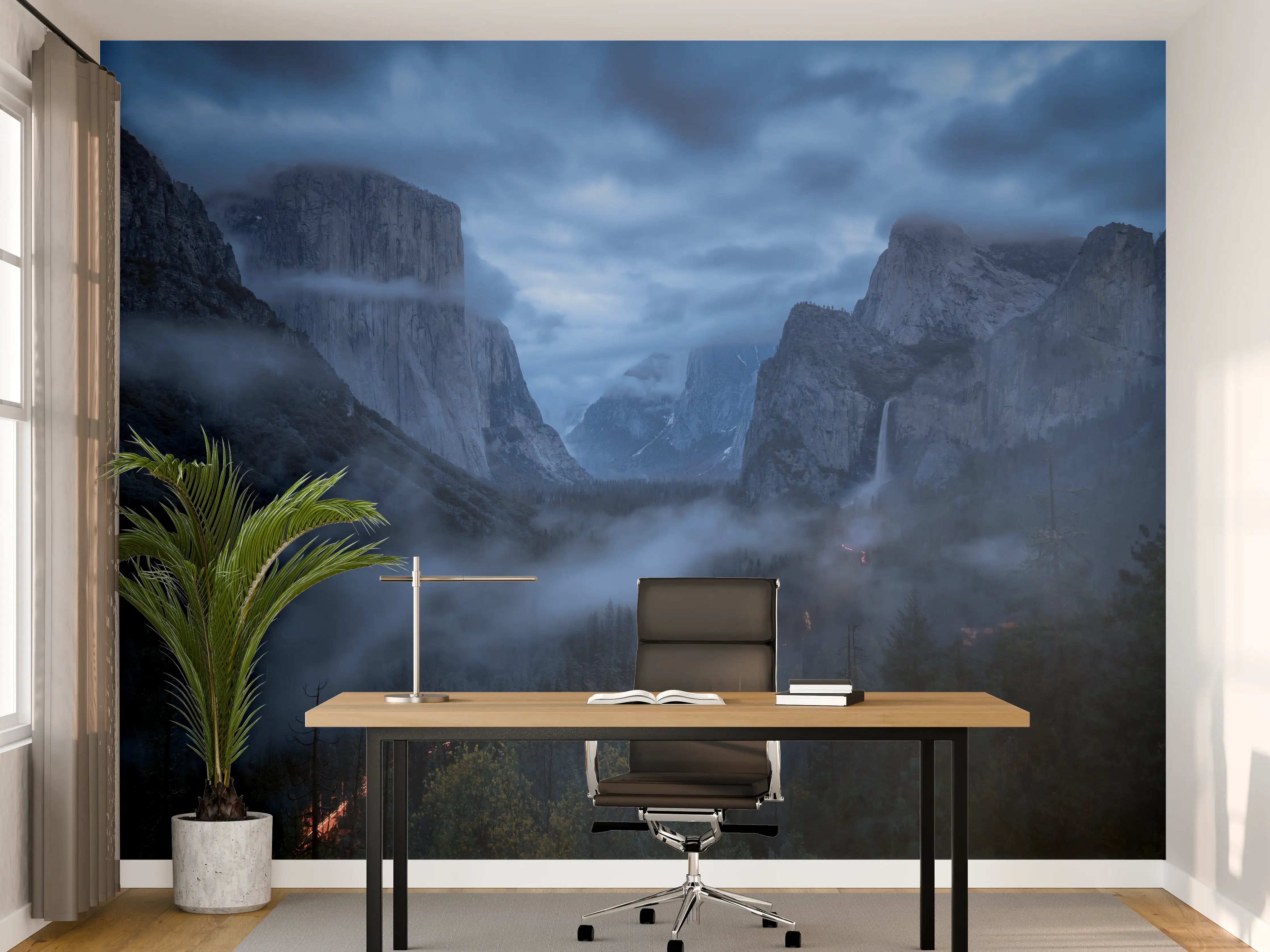 Büro Wandgestaltung - Yosemite Nebel Dämmerung