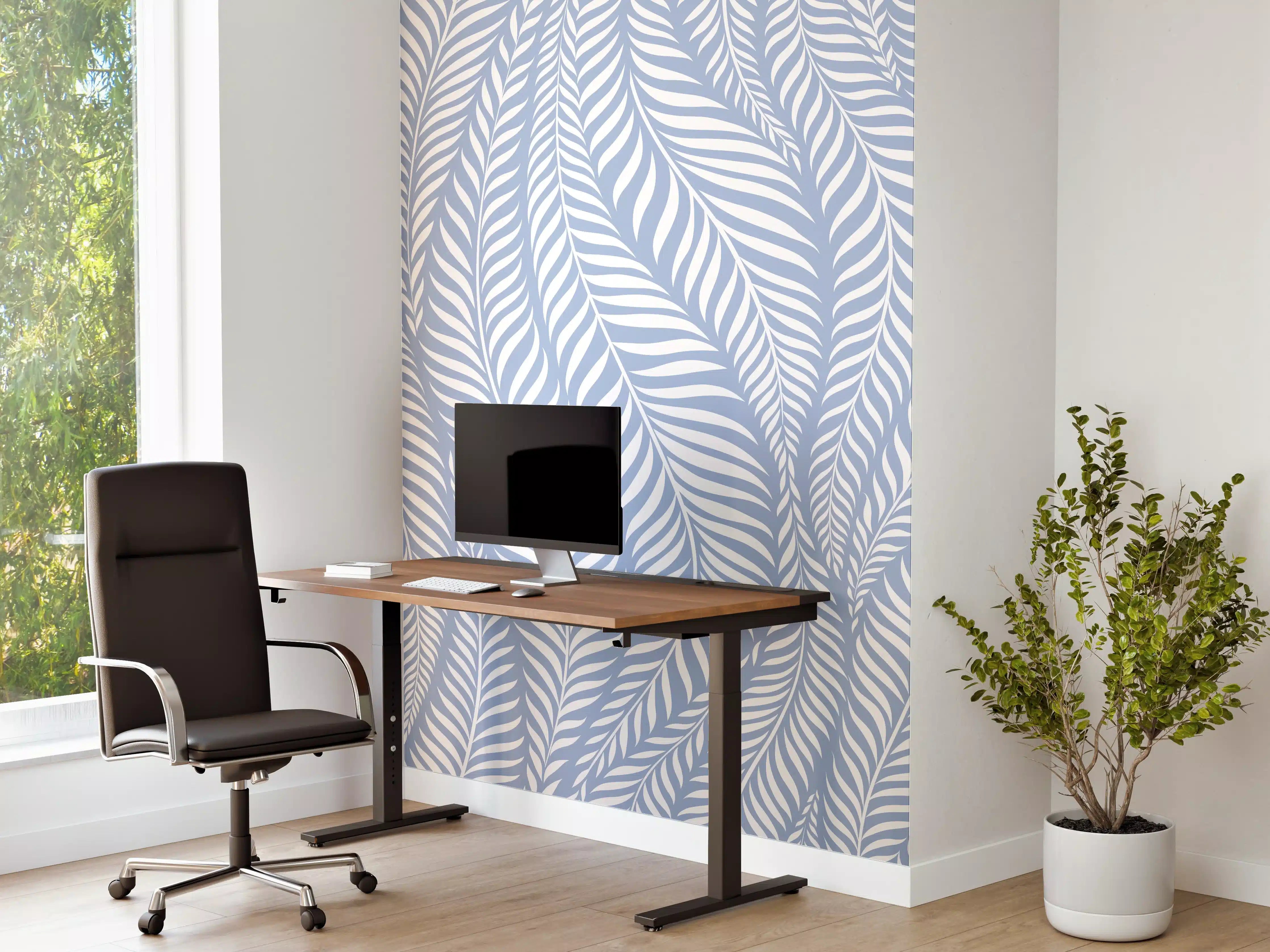 Büro Wandgestaltung - Zarte Blau-Wellen-Design