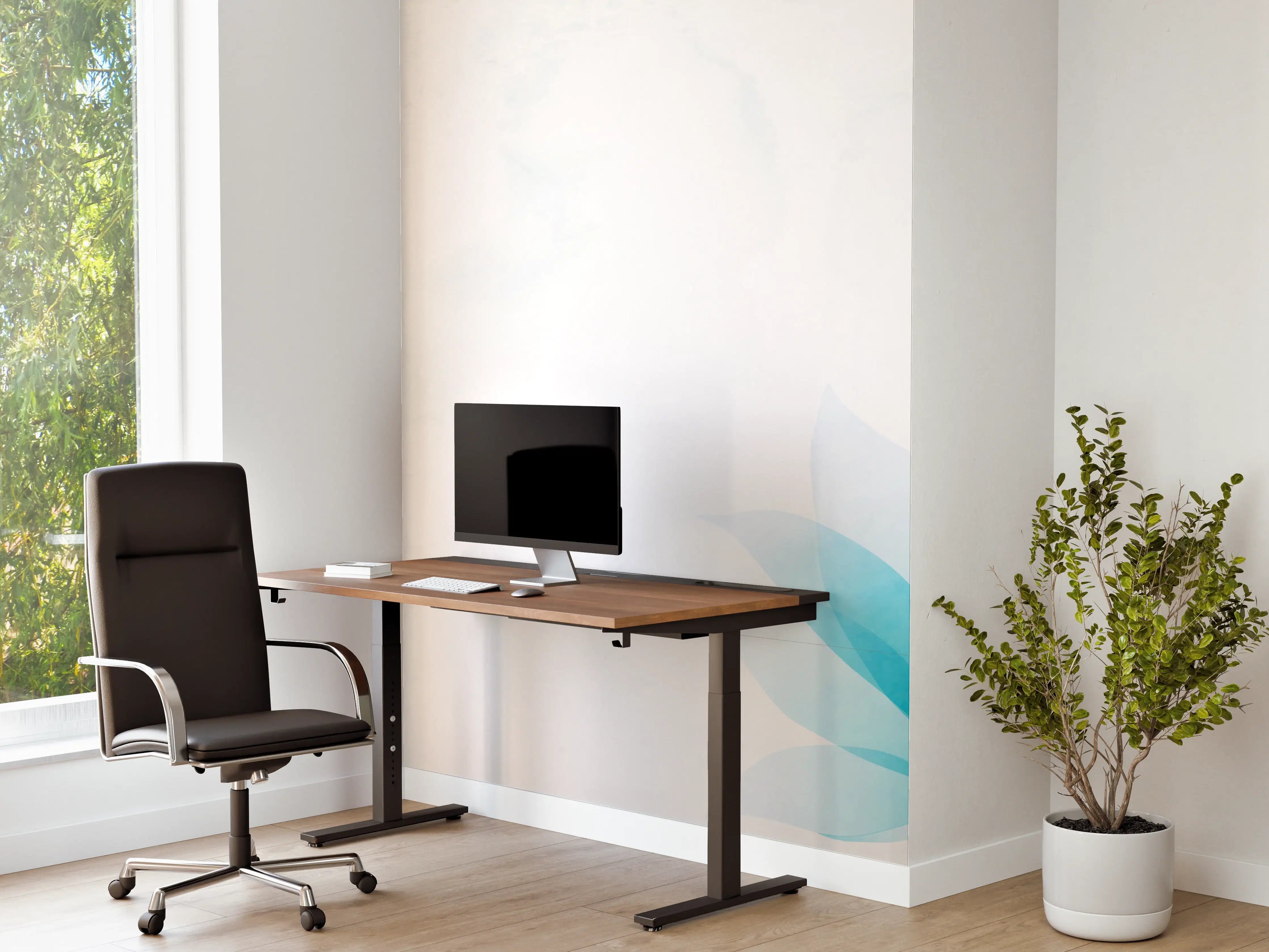 Büro Wandgestaltung - Zarte Blaue Blumen Illustration