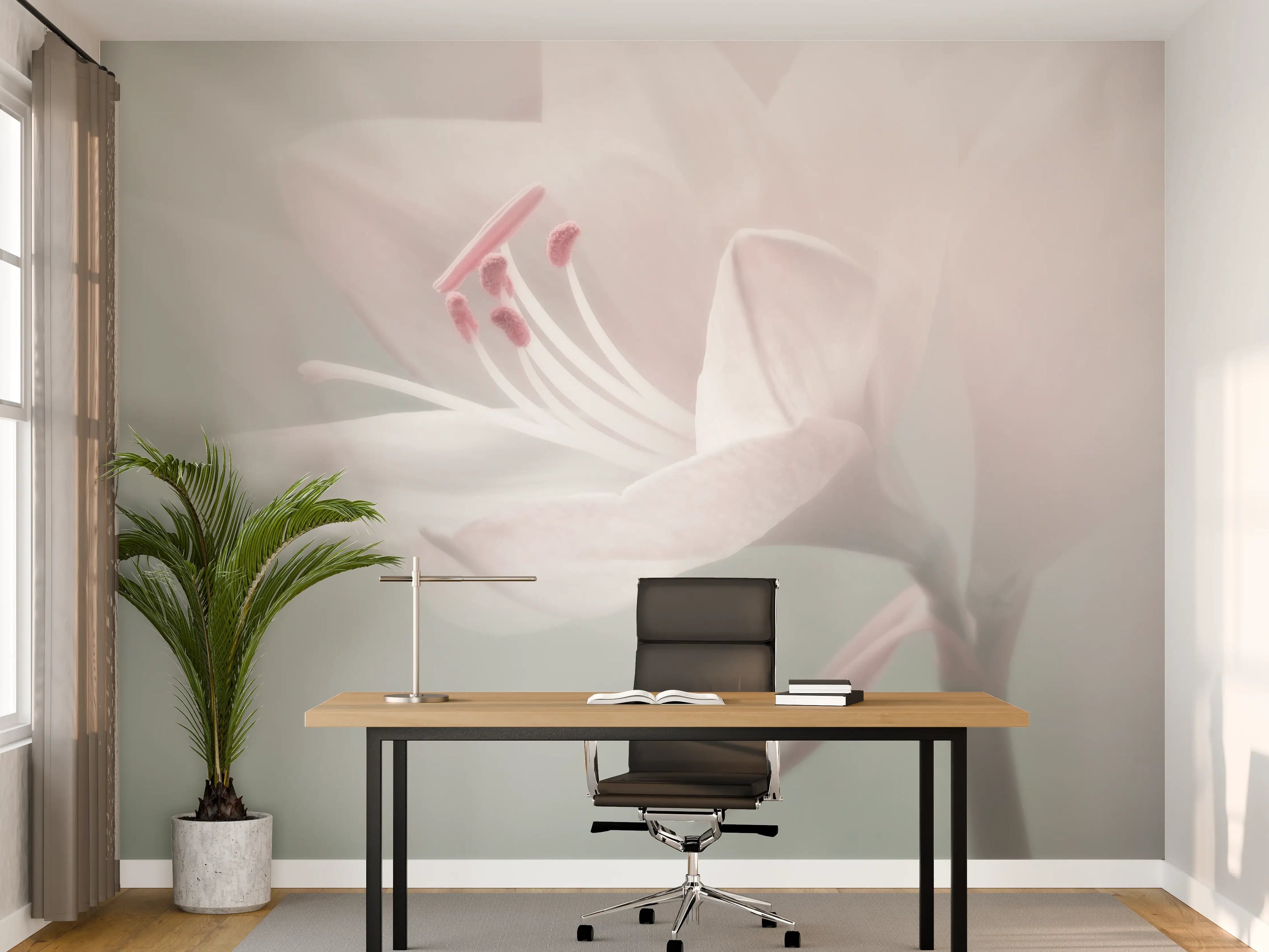 Büro Wandgestaltung - Zarte Blumen in Pastellfarben