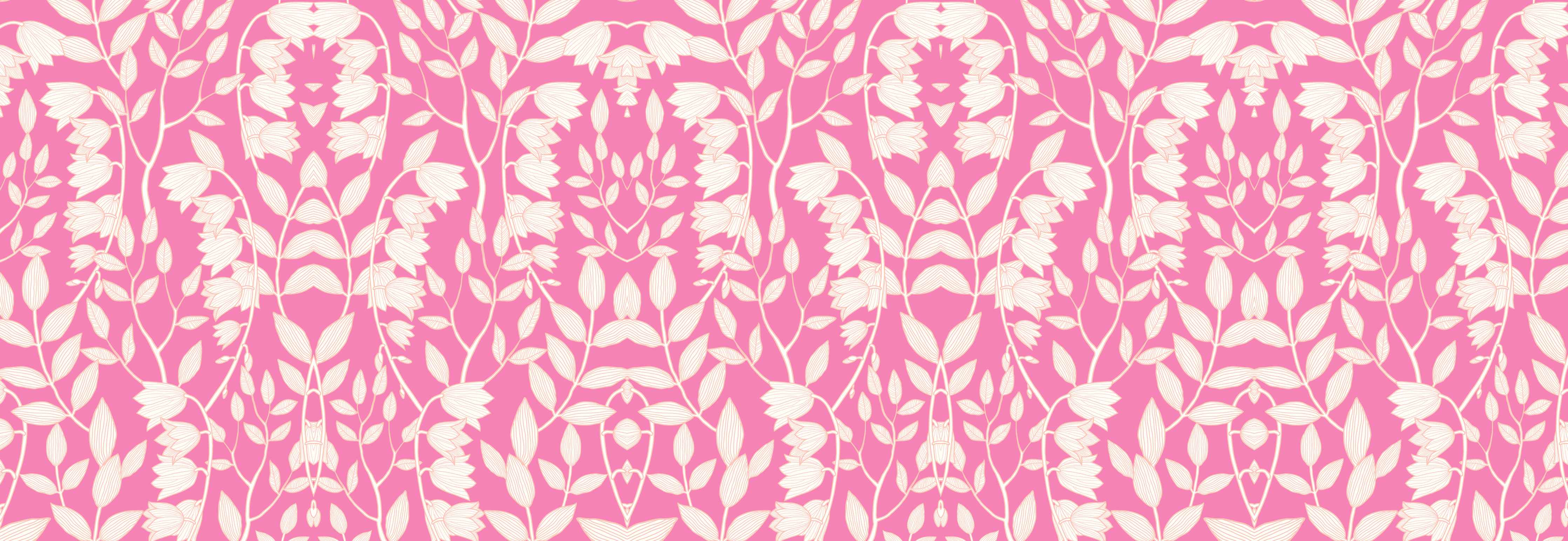 Büro Wandgestaltung-Zarte Blumen in Rosa und Grau