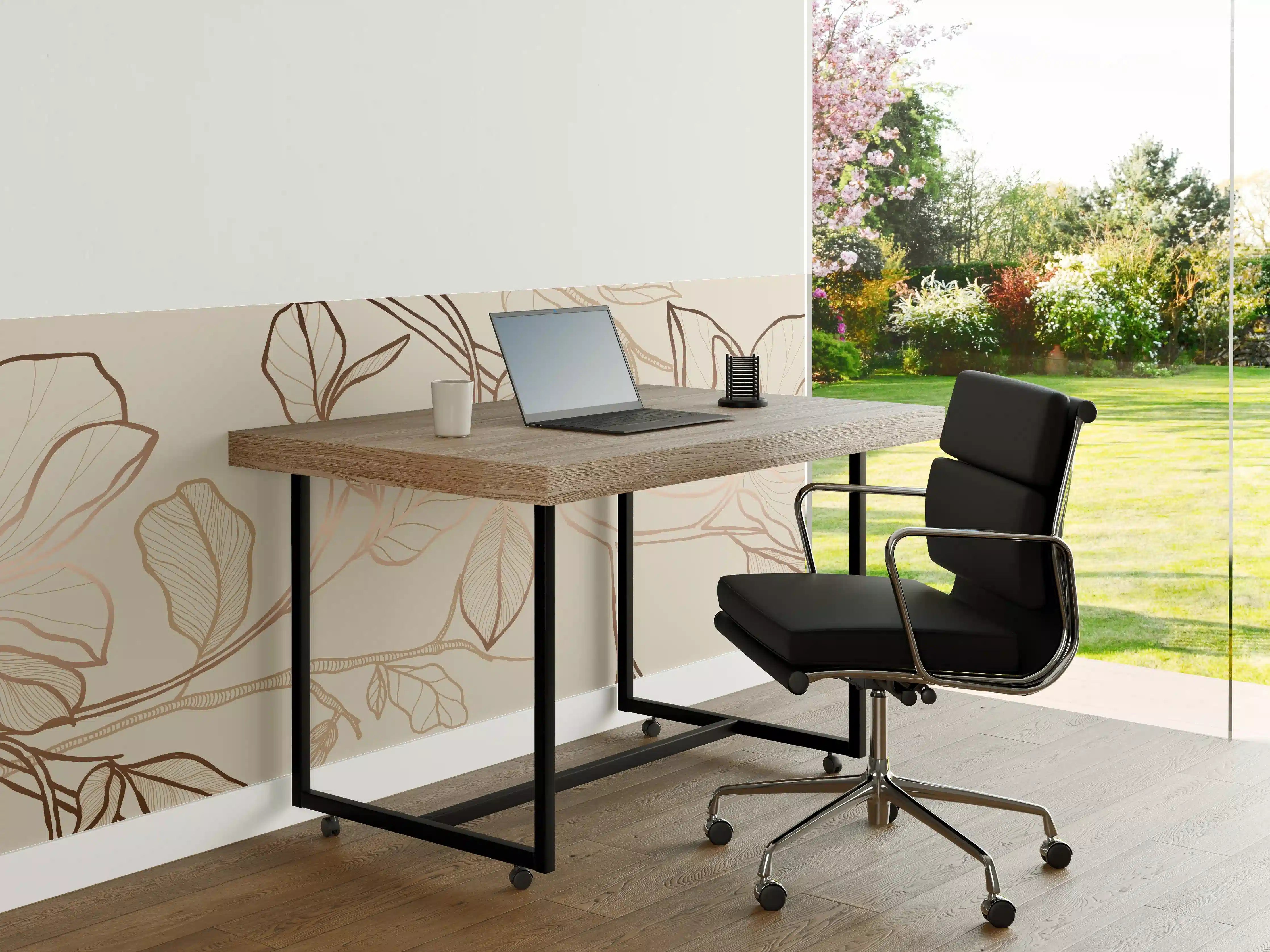 Büro Wandgestaltung - Zarte Blumenzeichnung Beige
