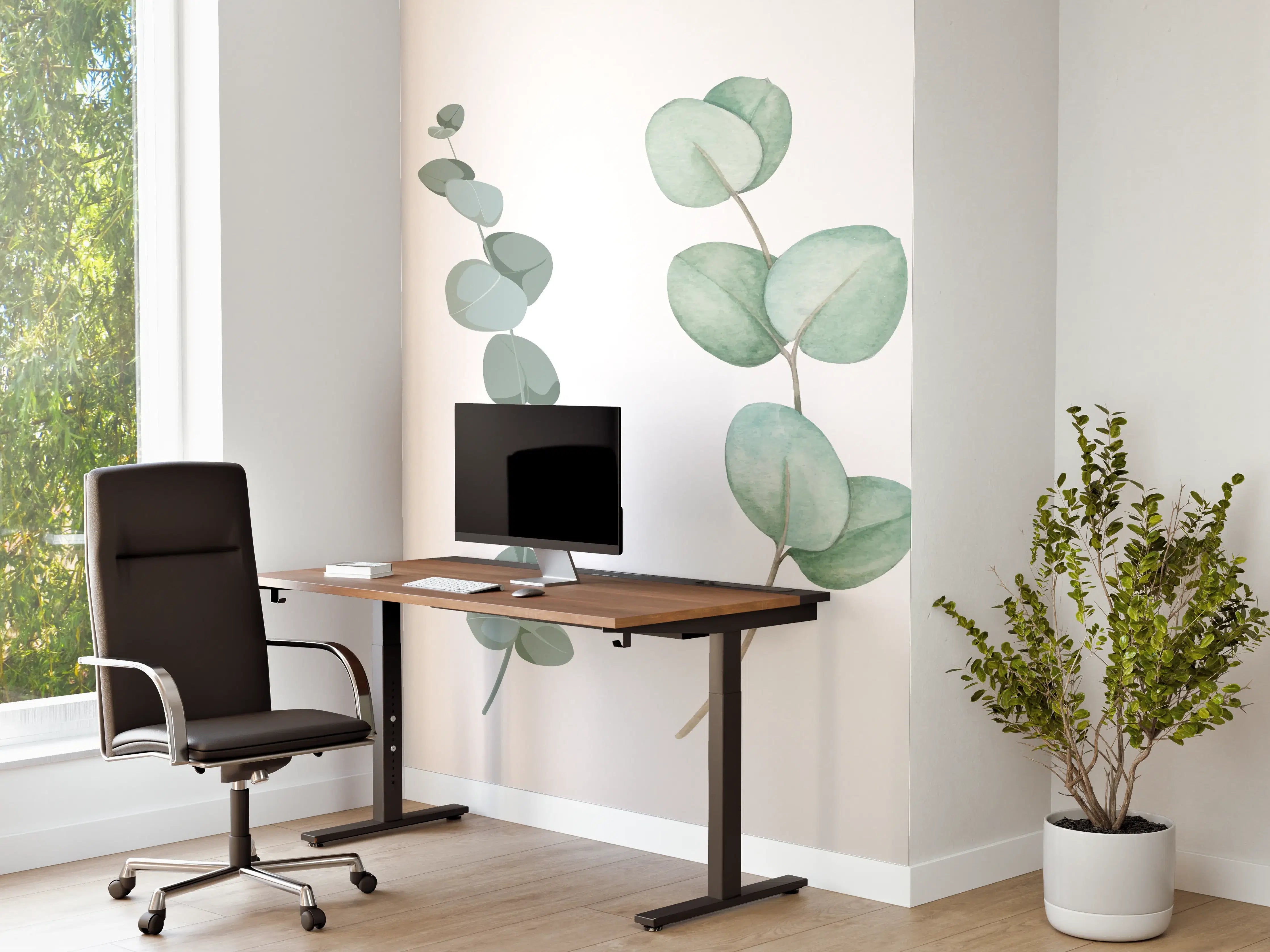 Büro Wandgestaltung - Zarte Eukalyptus Aquarell-Motive