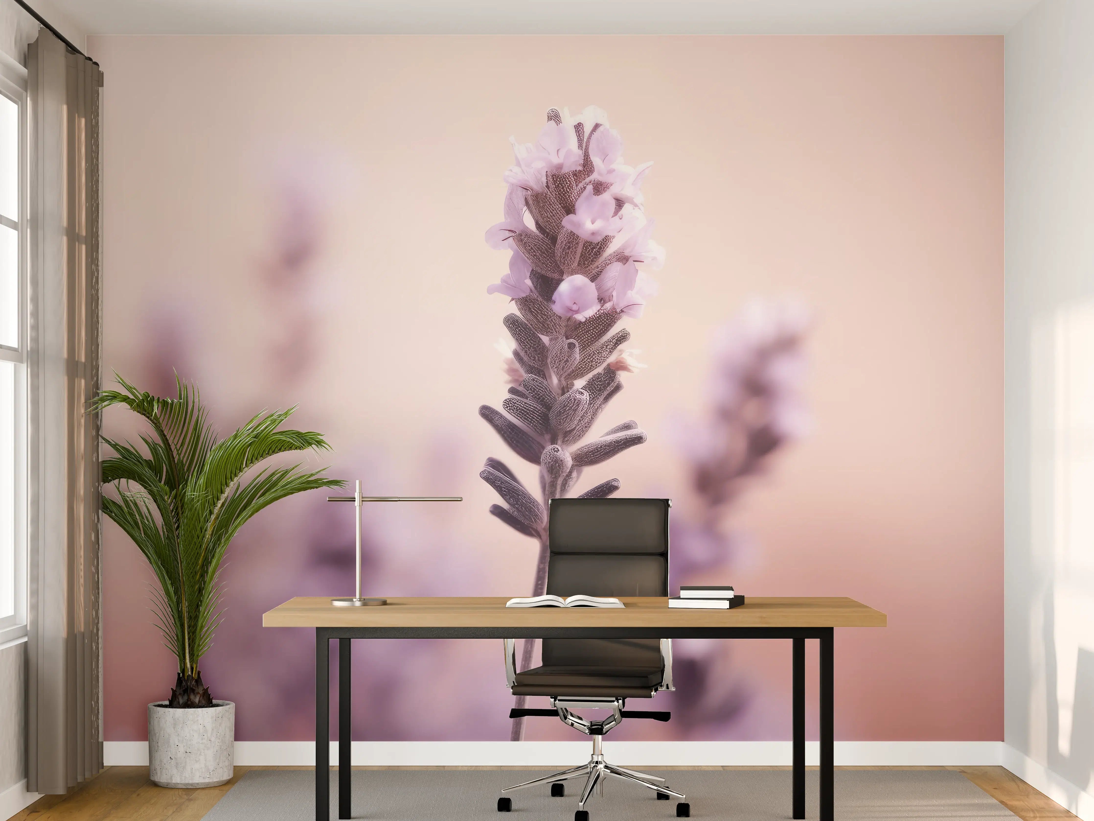 Büro Wandgestaltung - Zarte Grautöne in Lavendelpastell