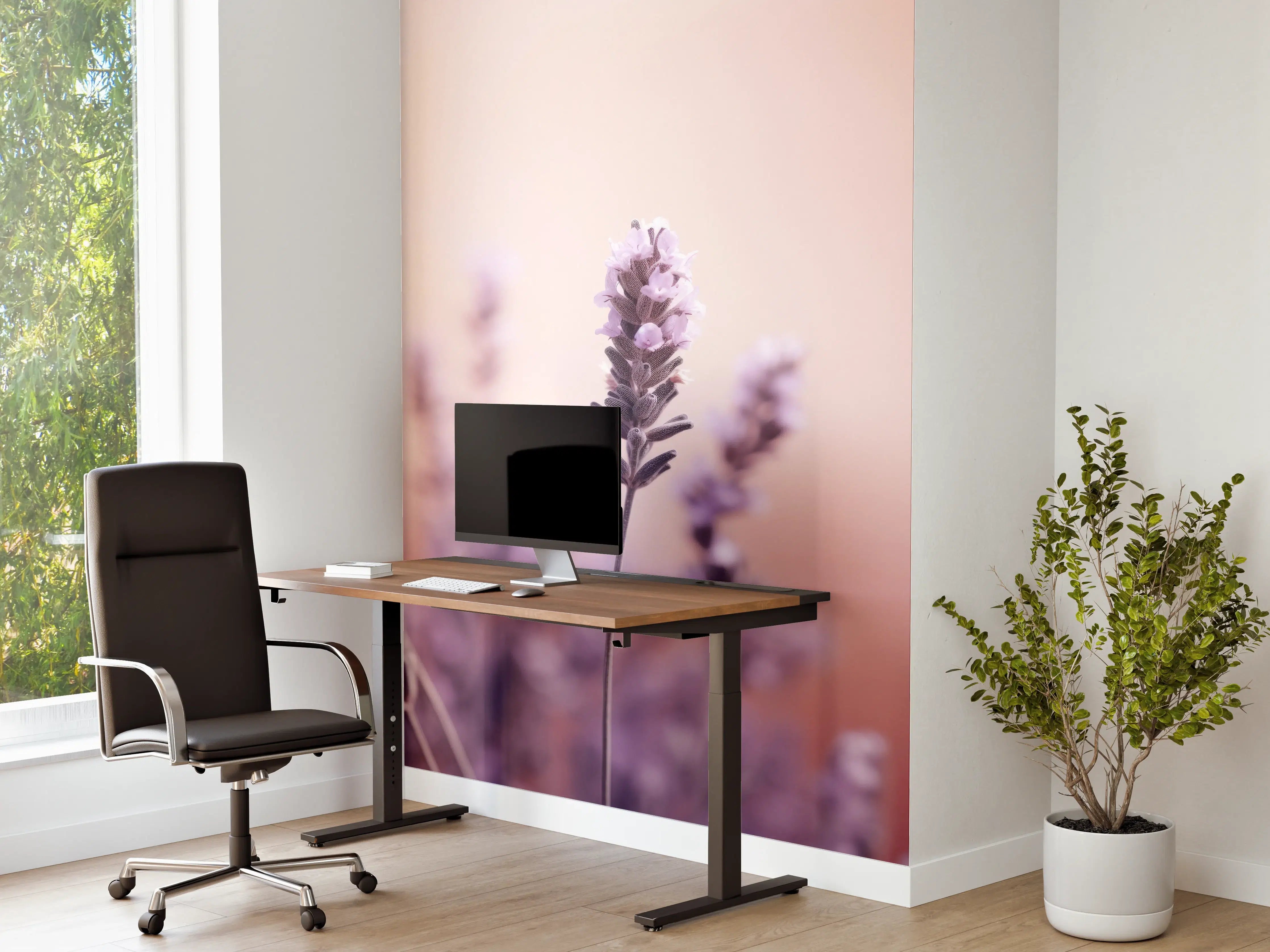 Büro Wandgestaltung - Zarte Grautöne in Lavendelpastell