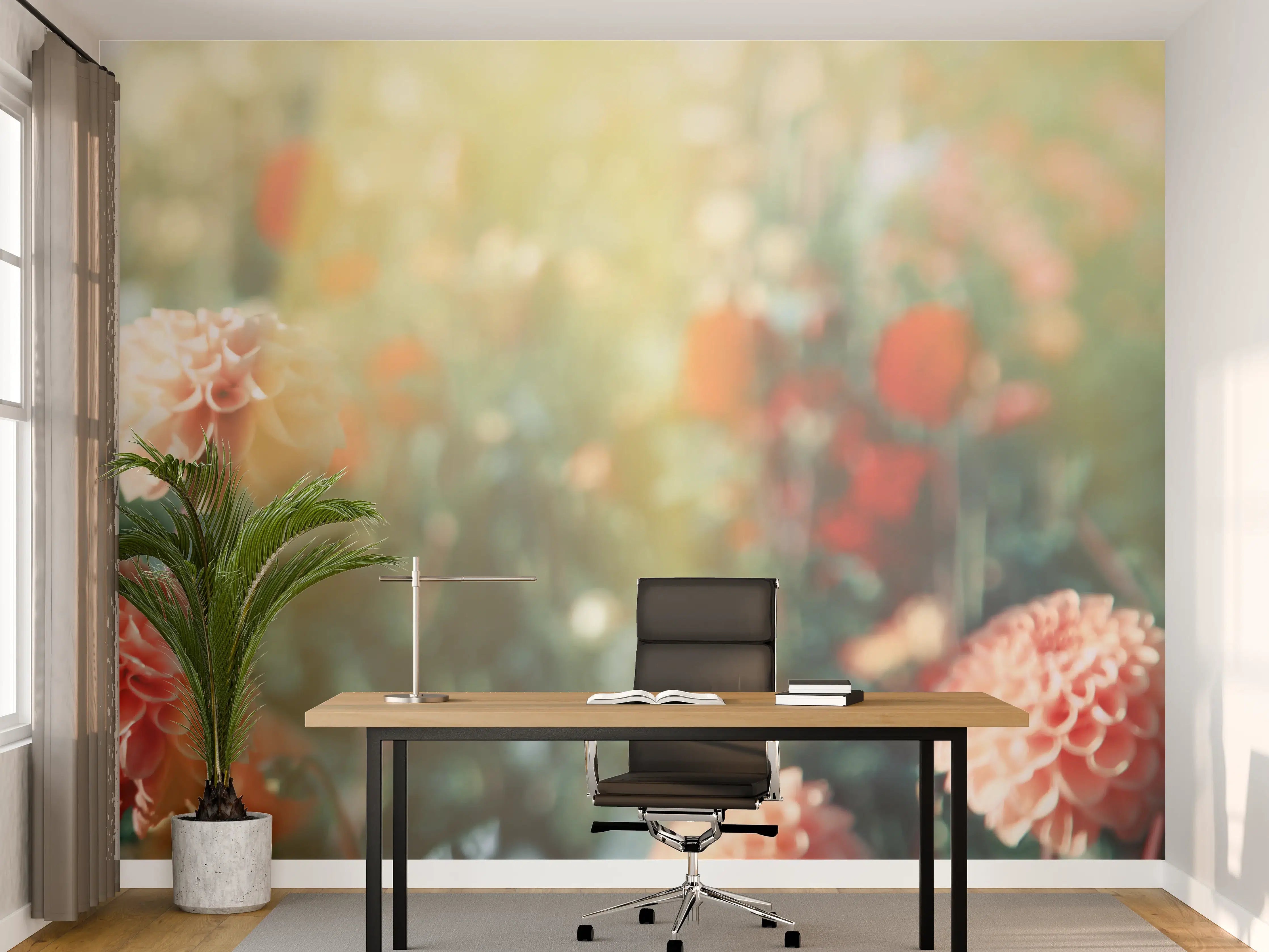 Büro Wandgestaltung - Zarte Grauwiese im Morgenlicht