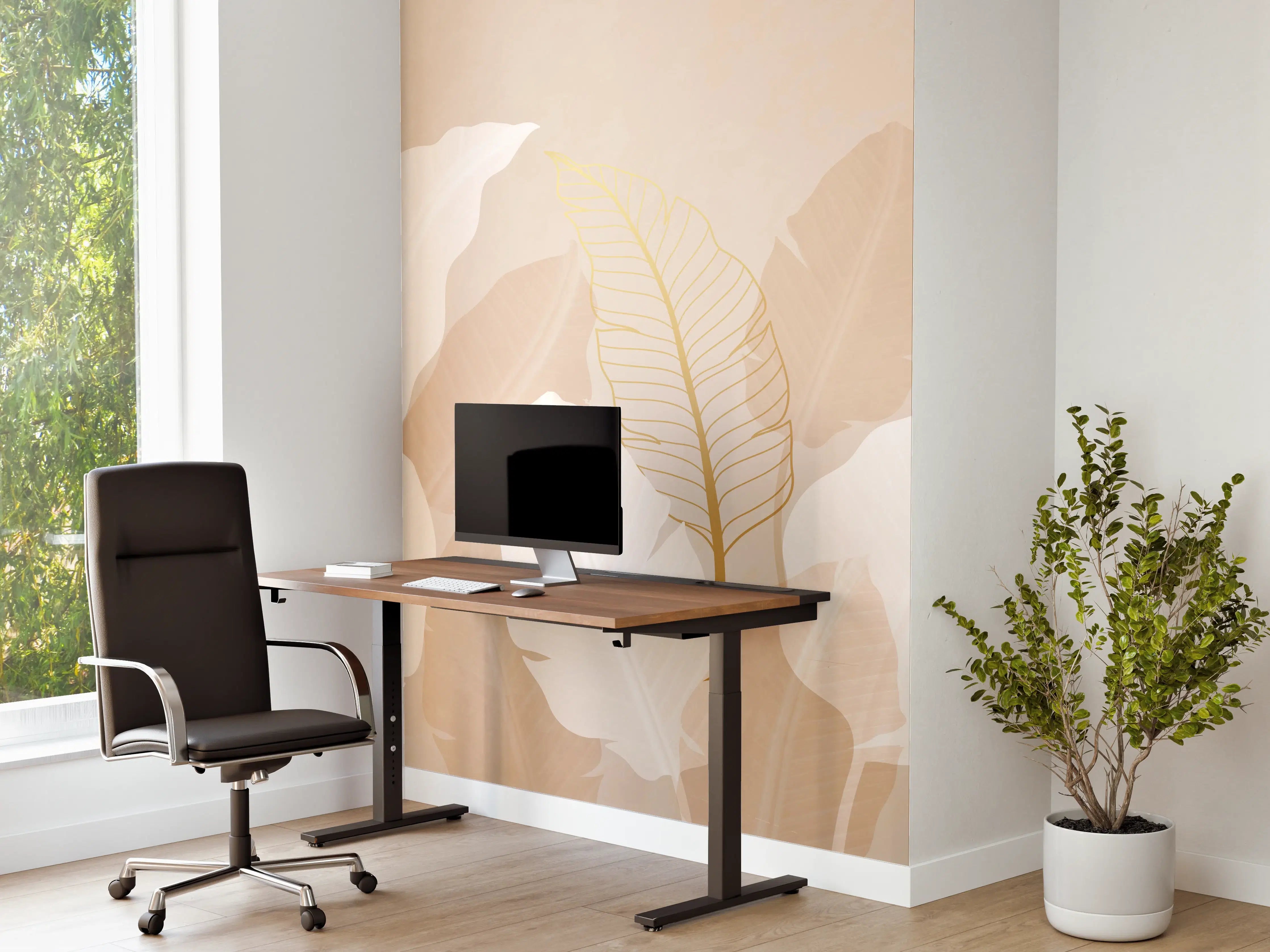Büro Wandgestaltung - Zarte-Pastell-Blätter-Stilbild