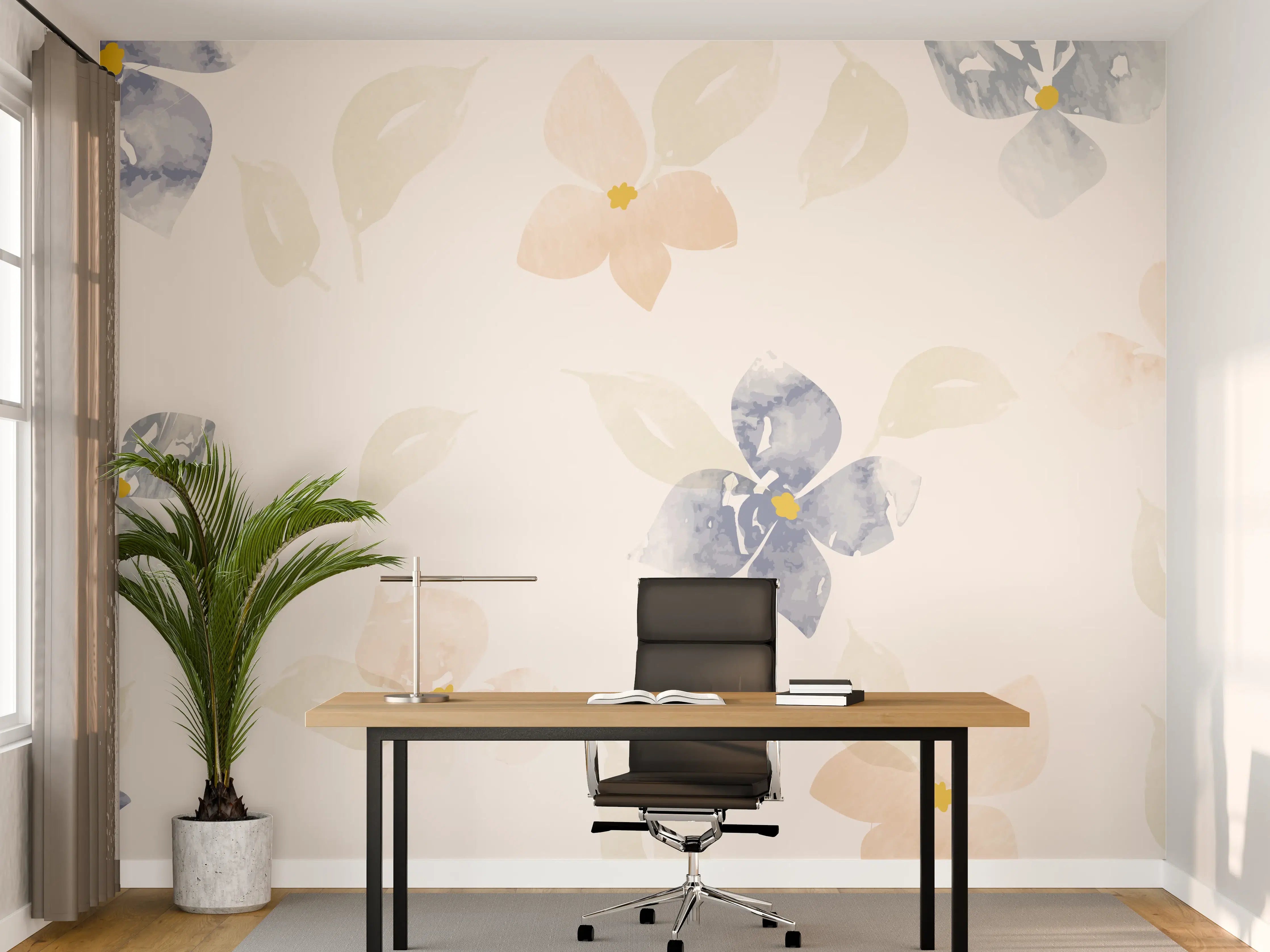 Büro Wandgestaltung - Zarte Pastell-Blumenmuster